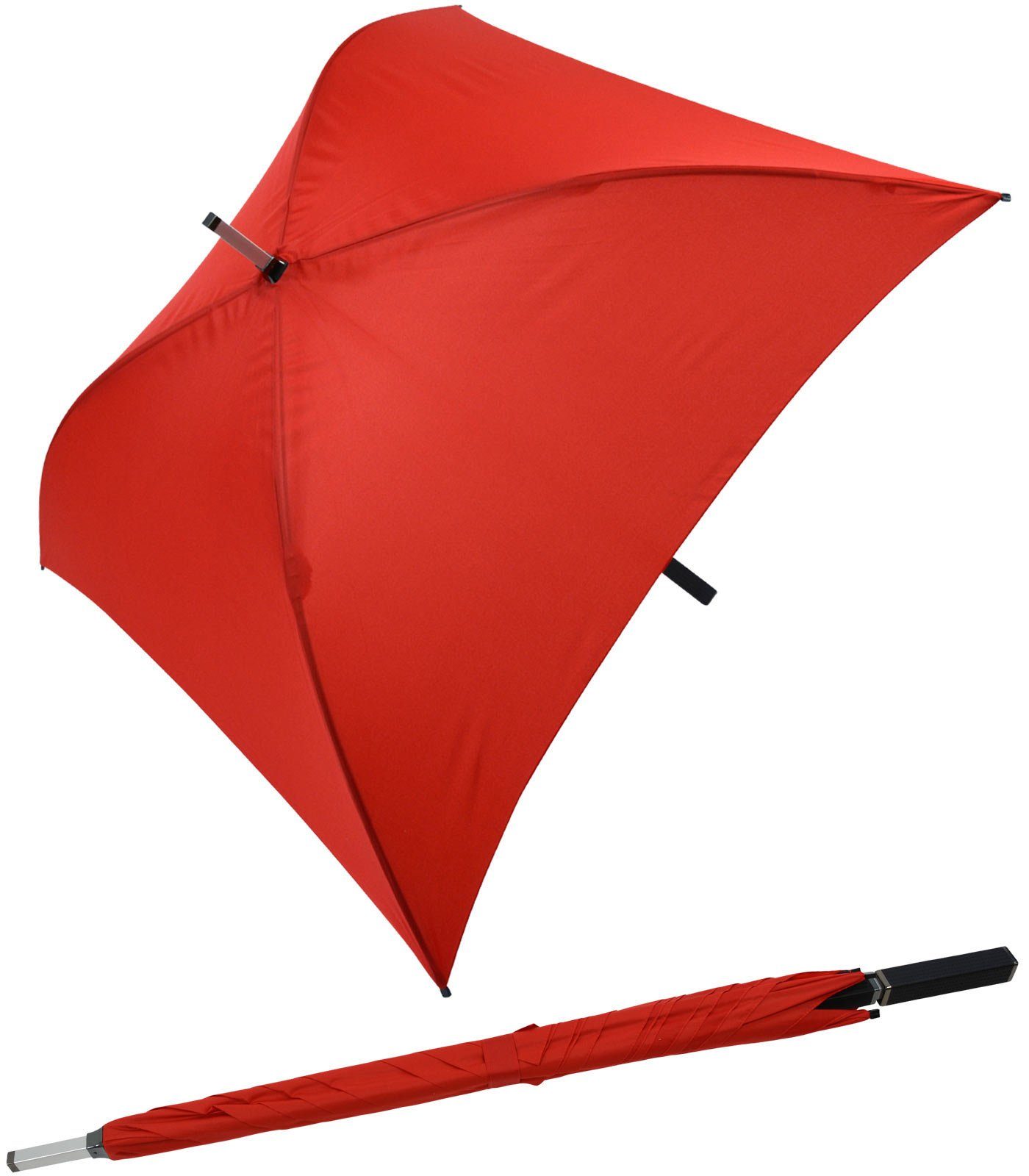 Angezogen Impliva Langregenschirm All Square® voll der rot Regenschirm quadratischer besondere Regenschirm, ganz