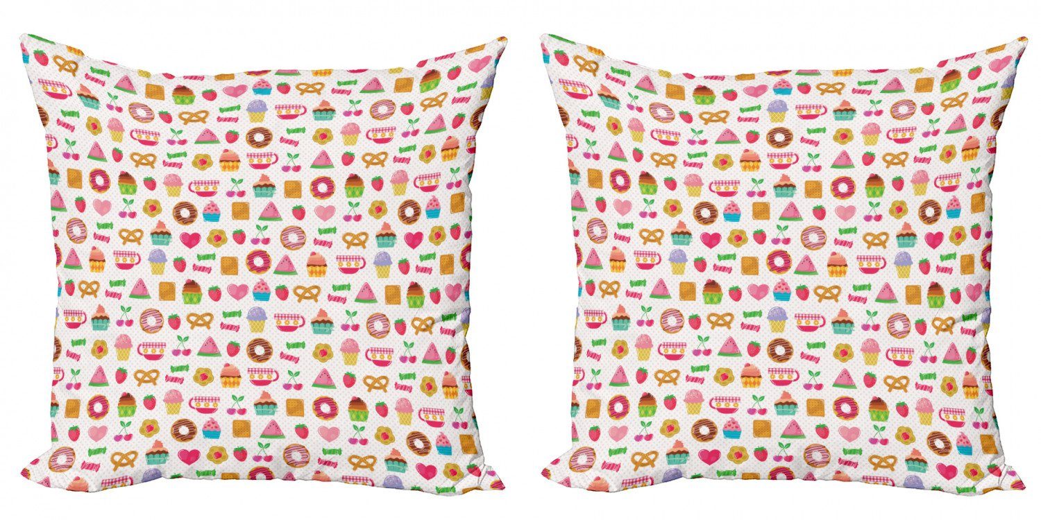 Kissenbezüge Modern Accent Doppelseitiger Digitaldruck, Abakuhaus (2 Stück), Tee-Party Süßigkeiten-Plätzchen