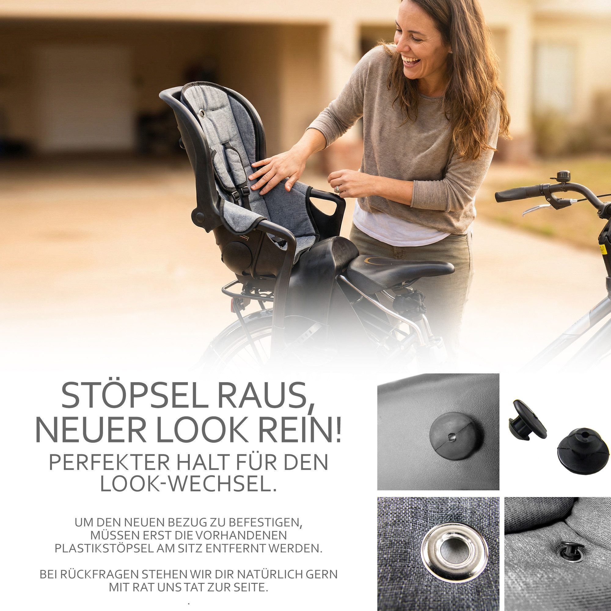 BambiniWelt by Rafael K. Fahrradkindersitz Ersatzbezug Sitzkissen für Fahrradsitz kompatibel mit Römer Jockey M5, ab: 9 Monate, bis: 5 Jahre