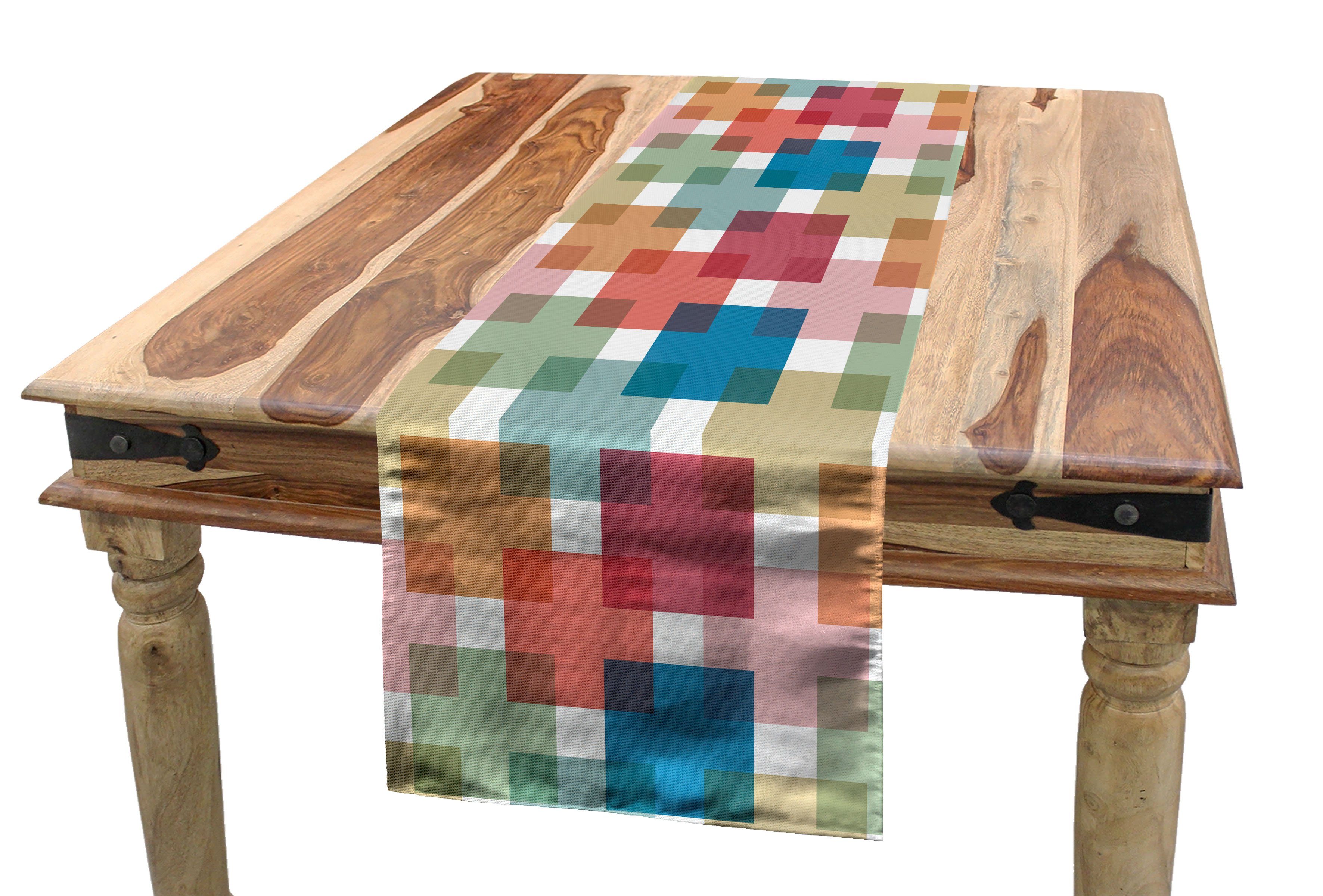 Abakuhaus Tischläufer Esszimmer Küche Rechteckiger Dekorativer Tischläufer, Geometrisch Wand- oder Boden Squares