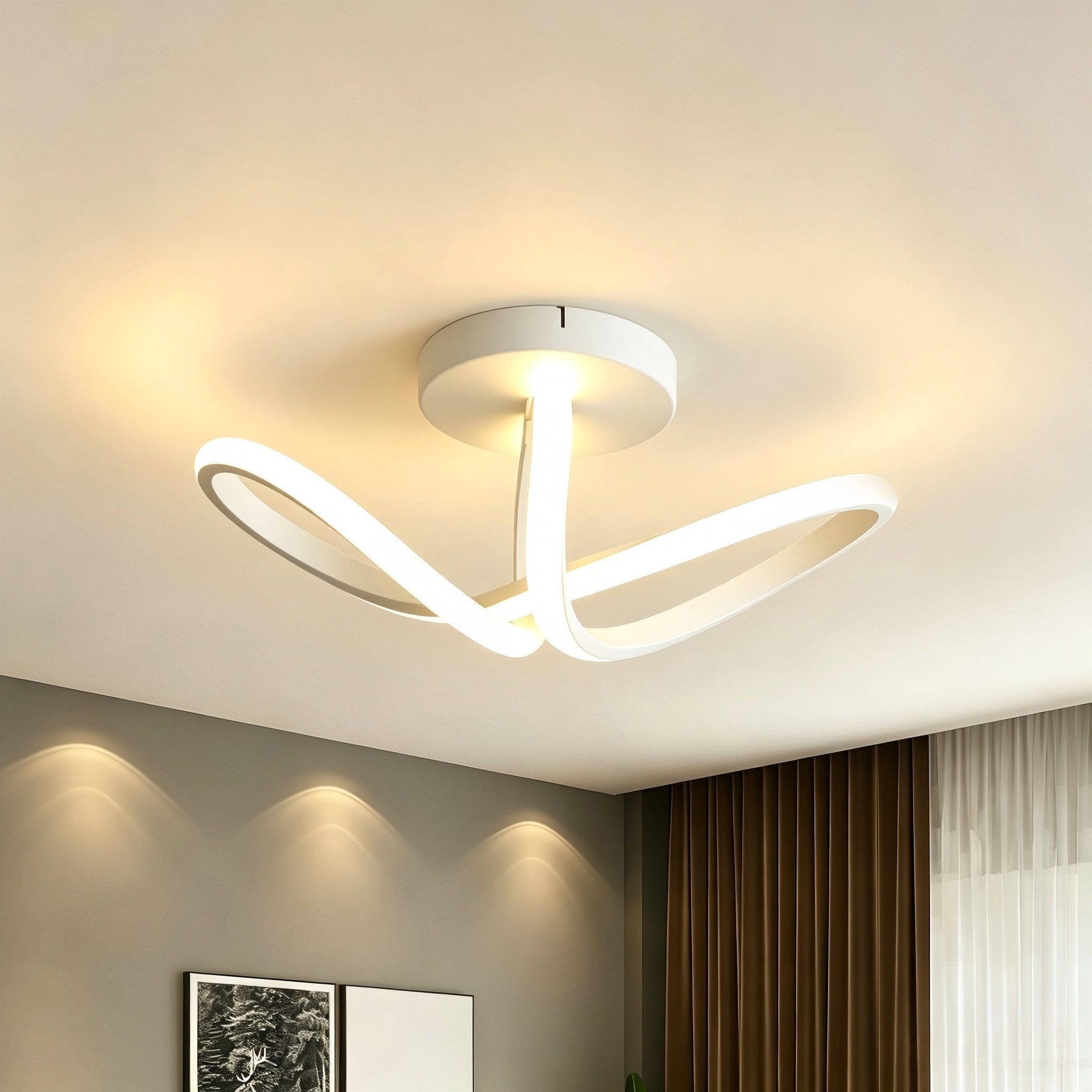 BlingBin Deckenleuchte Moderne 19W LED-Deckenlampe mit 3 Lichtfarben 3000/4500/6500 K,1900 lm, Innenbeleuchtung, LED fest integriert, Warmweiß Neutralweiß Tageslichtweiß, CRI ≥ 80 mit Memory-Funktion für Wohnzimmer, Schlafzimmer und Küche