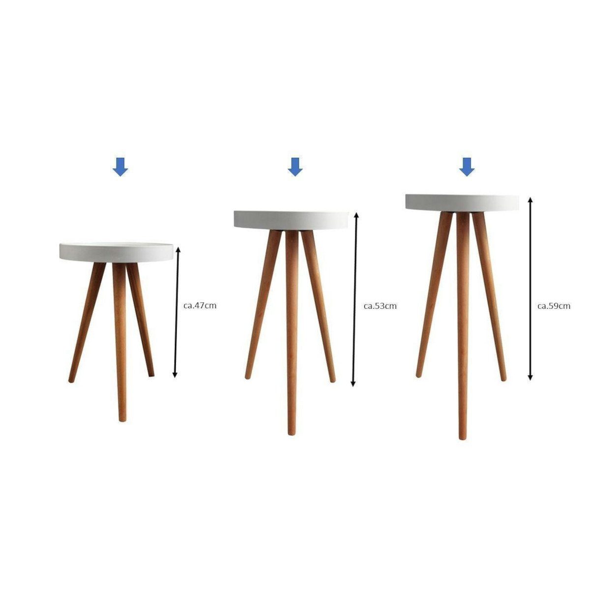 HOOZ Beistelltisch Beistelltisch mit Holzmuster 3er Set (3-St), 3 Standfüße