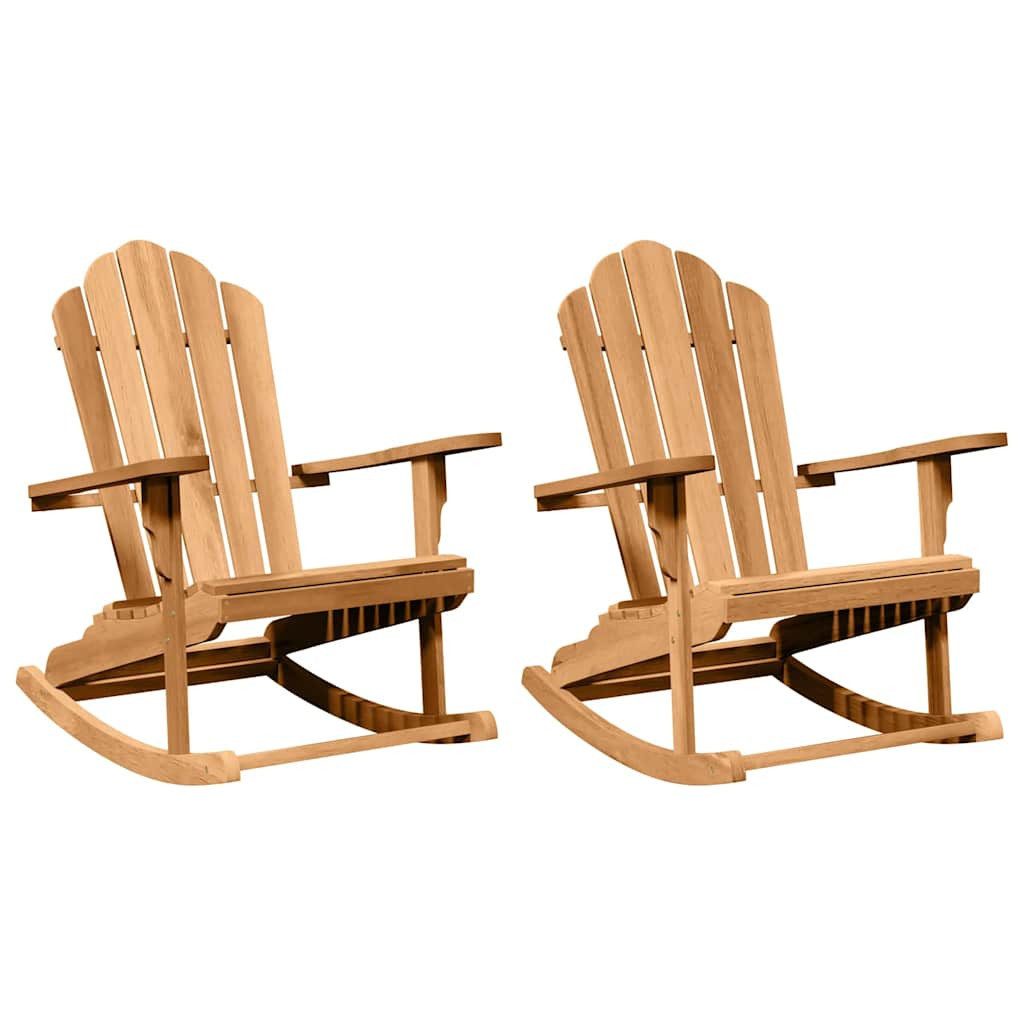vidaXL Gartenstuhl Adirondack-Schaukelstuhl 2 stk. Braun Massivholz (2 St)