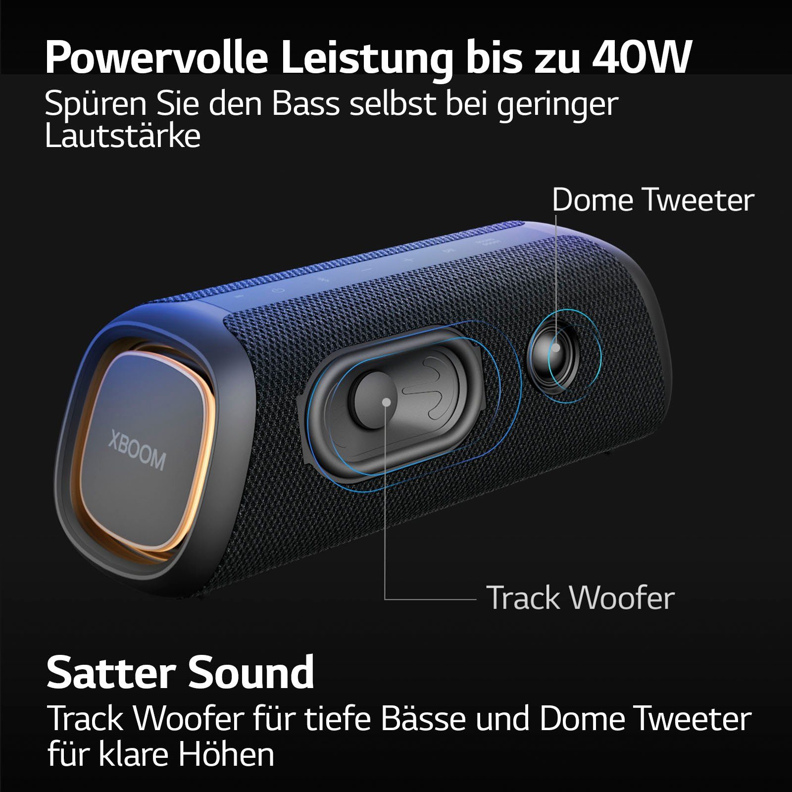 LG XBOOM Go DXG7 40 Lautsprecher (Bluetooth, grau W) 1.0