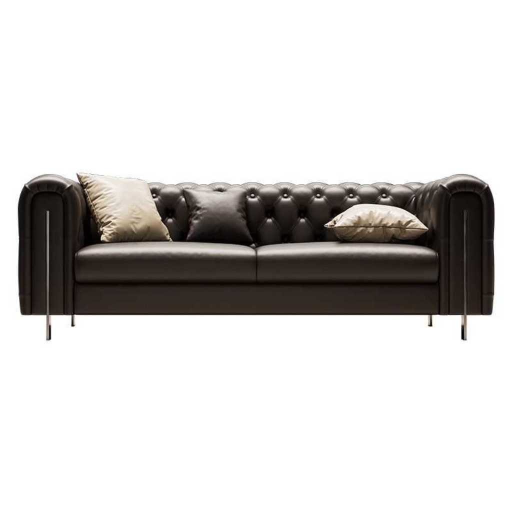 JVmoebel 3-Sitzer Design Klassiker Chesterfield 3 Sitzer Couch Leder Sofas Couchen, 1 Teile, Made in Europa Schwarz