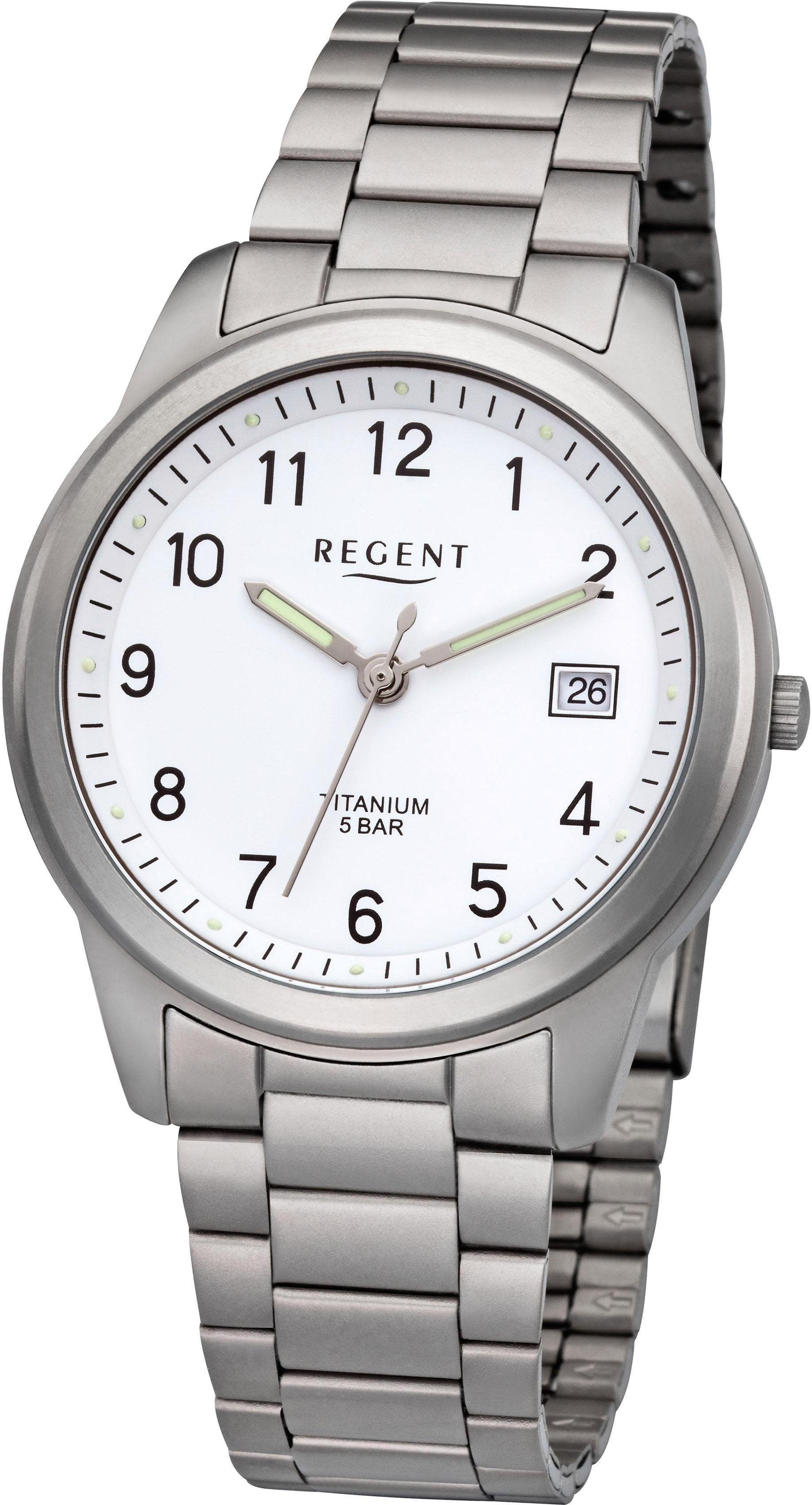 Regent Titanuhr 1197.90.99, Quarzuhr,Armbanduhr,Herrenuhr,Damenuhr,Datum,Titanarmband,Leuchtzeiger