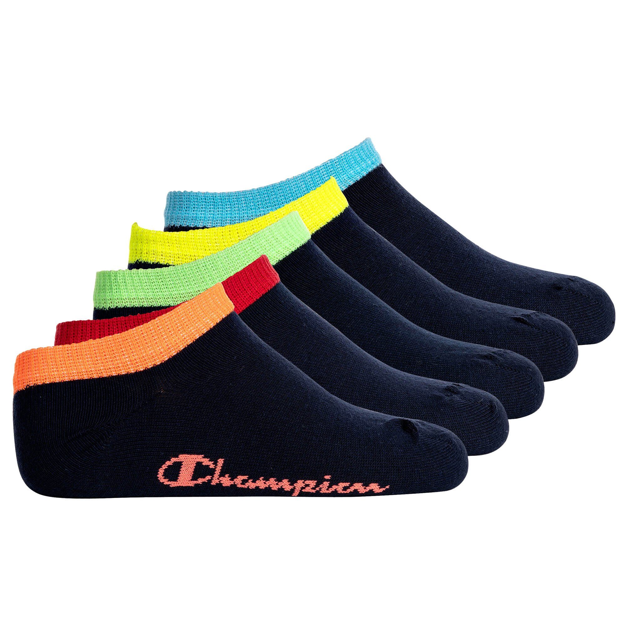 Champion Freizeitsocken Kinder Socken, 5er Pack- Sneaker, Logo Dunkelblau/Bunt