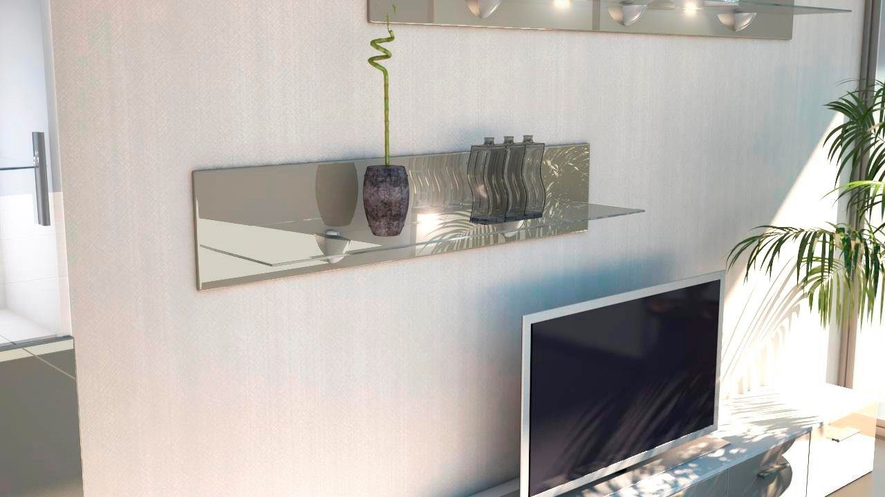 Vladon Wandregal Bari, Schweberegal, Sandgrau Hochglanz (98 x 20 x 19 cm) günstig online kaufen