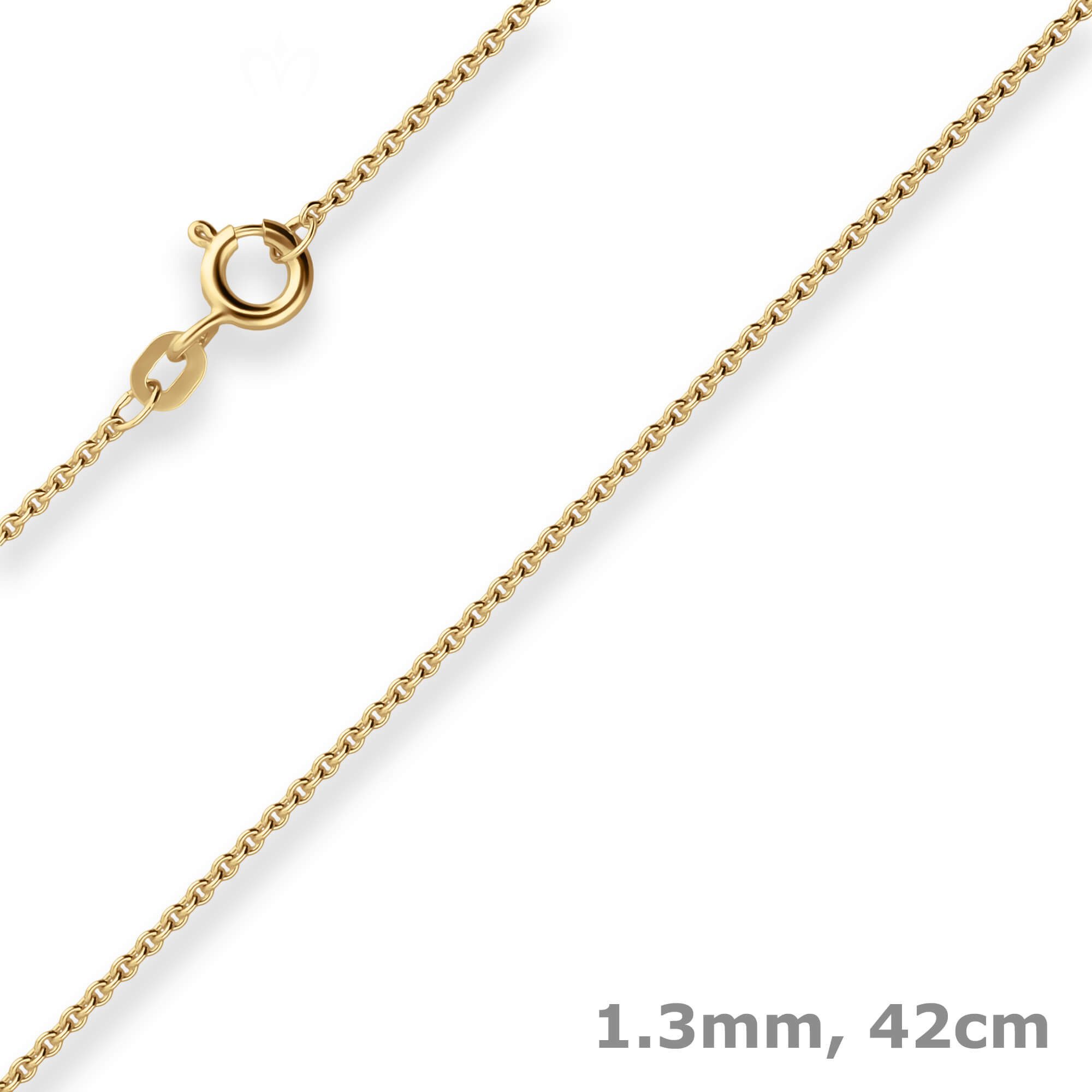Goldkette 1,3mm Rund-Ankerkette aus 333 Gelbgold 42cm