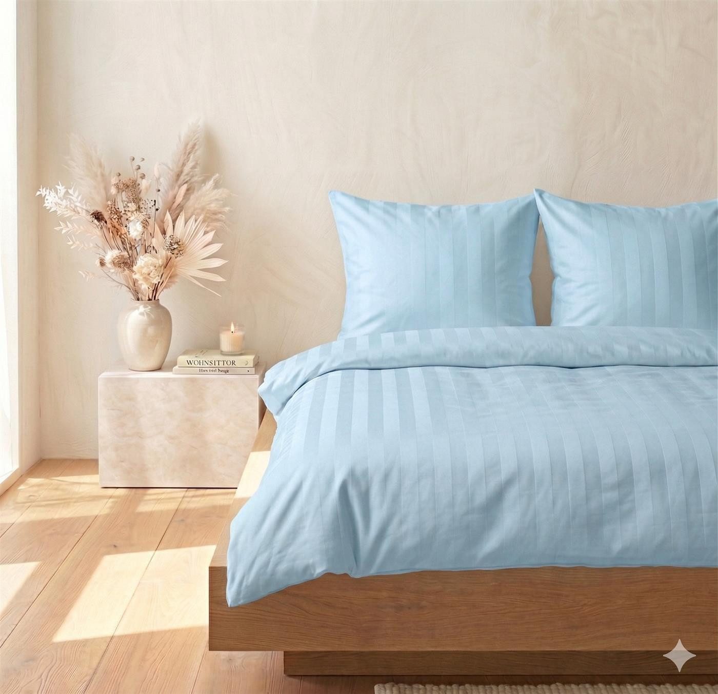 Carpe Sonno Bettwäsche Damast 135x200 155x220 Streifen Baumwolle elegante Hotel Bettwäsche, Damast, 2 teilig, Klassische Bettwaren Allergiker Bettbezug Set Reißverschluss