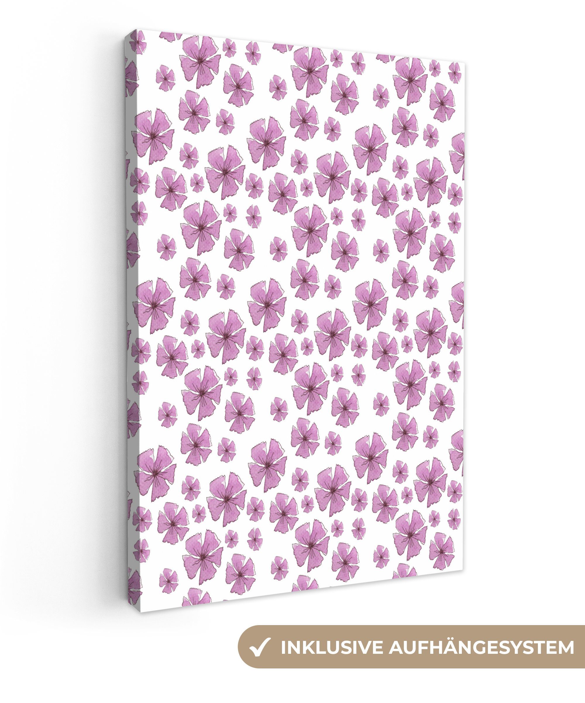 (1 fertig Muster, - bespannt Gemälde, cm St), inkl. OneMillionCanvasses® Zackenaufhänger, Sakura - Leinwandbild Leinwandbild 20x30 Blumen