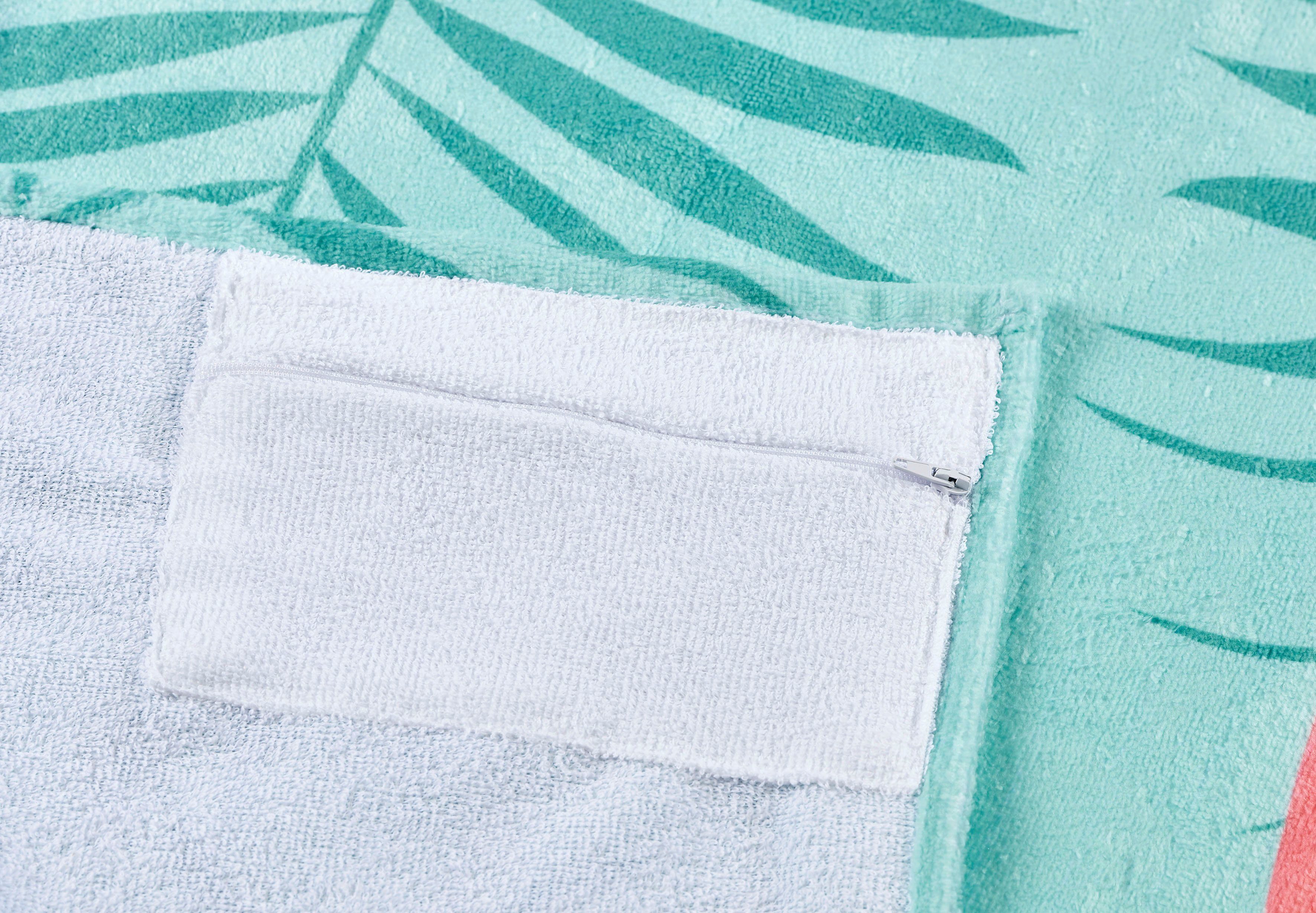 Strandtuch Hello (1-St), Hamam Summer, done.® mit Wertgegenstände Frottier für gemustert, Reisverschluss-Tasche