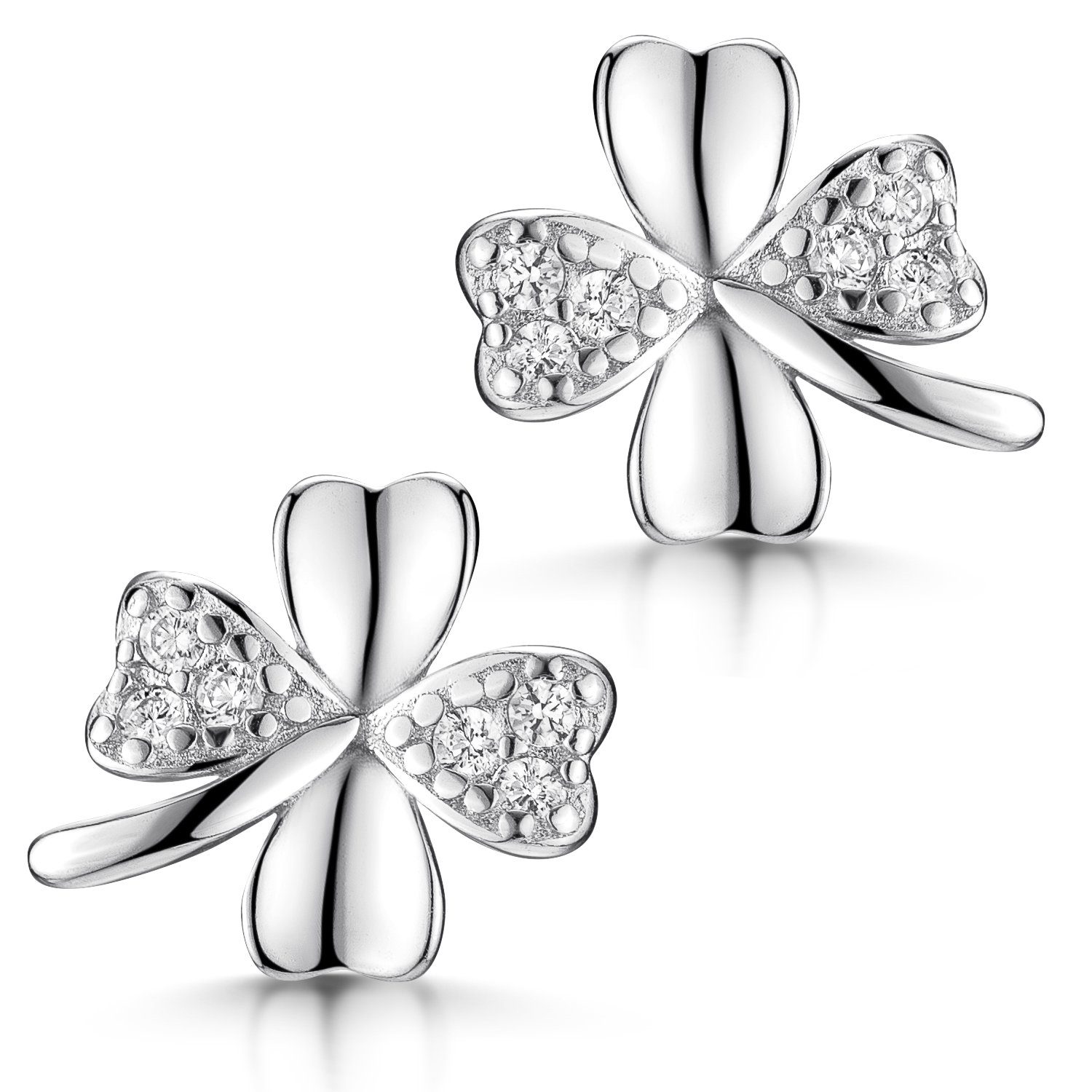 Materia Paar Ohrstecker Kleeblatt vierblättrig Zirkonia weiß SO-77, 925 Ste günstig online kaufen