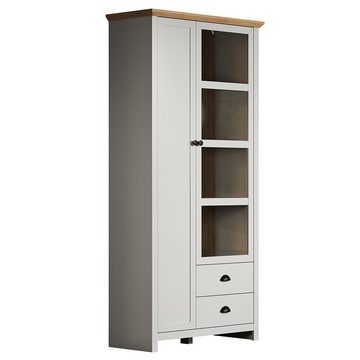 trendteam Vitrine Landside Grau Hochschrank Wohnzimmerschrank Beistellschrank 97x201x41cm