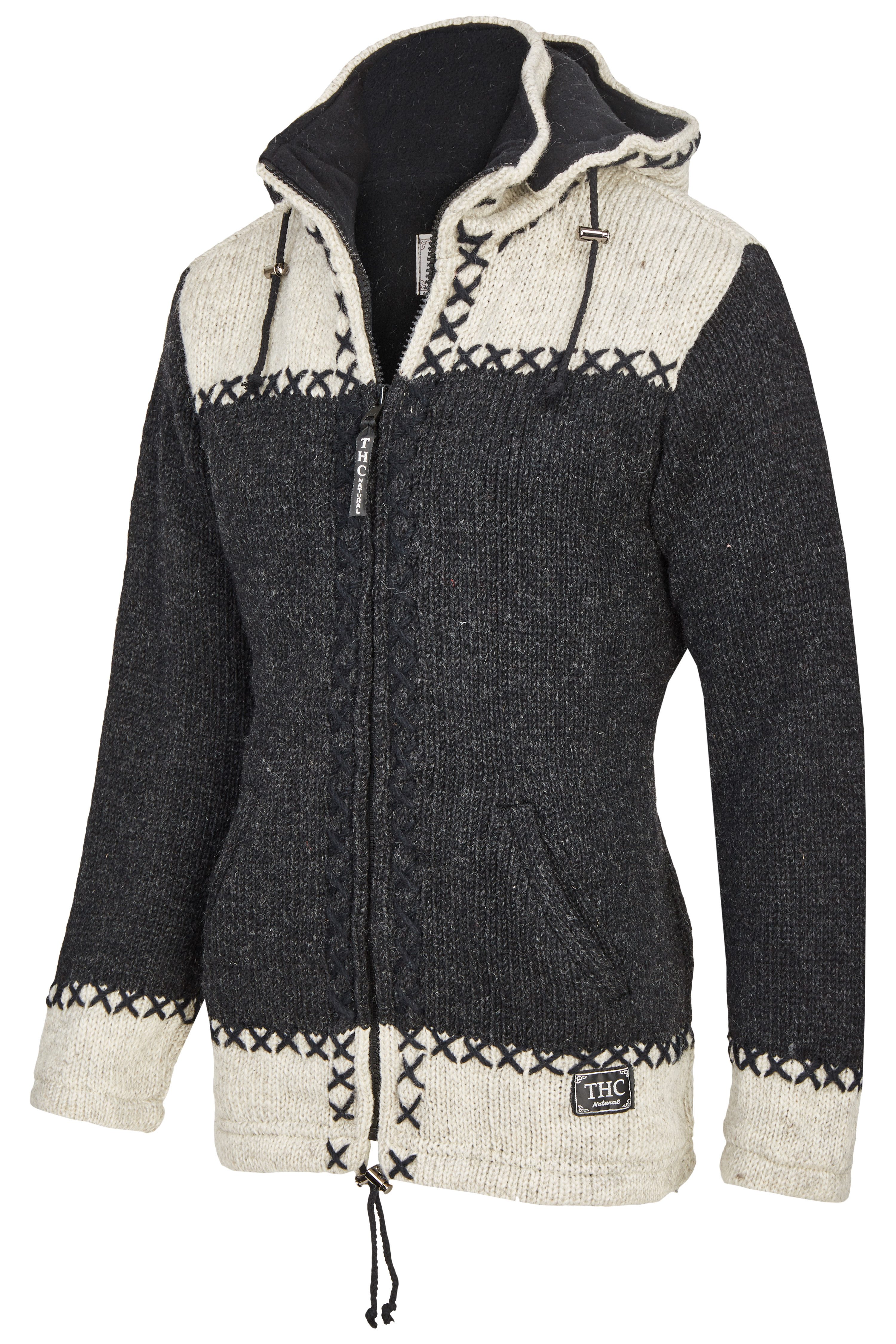 THC Natural Line Strickjacke Schafwollstrickjacke anthrazit weiß 511 (1 Stü günstig online kaufen