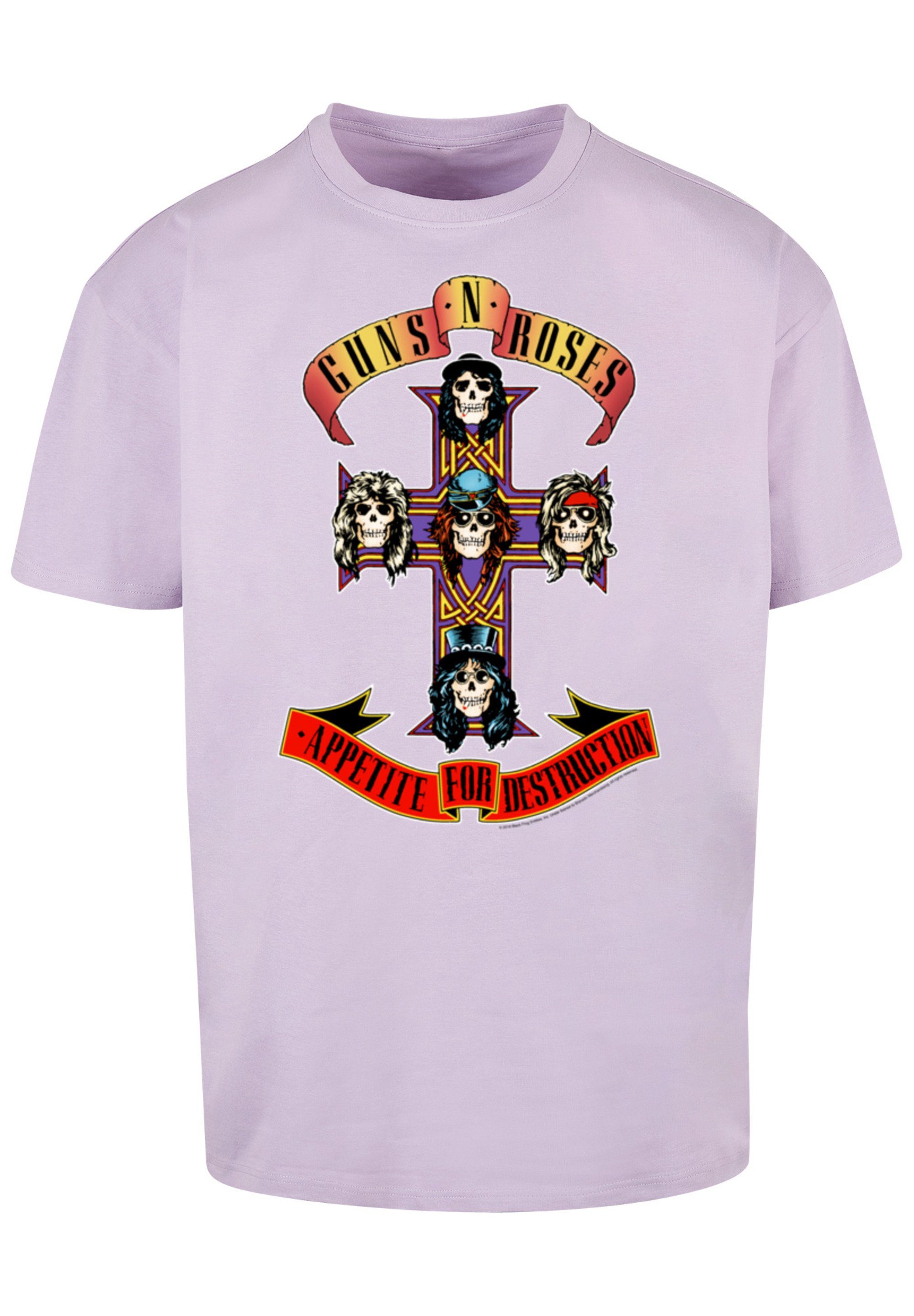 Print For 'n' T-Shirt Guns Appetite Band Destruction Roses lilac F4NT4STIC