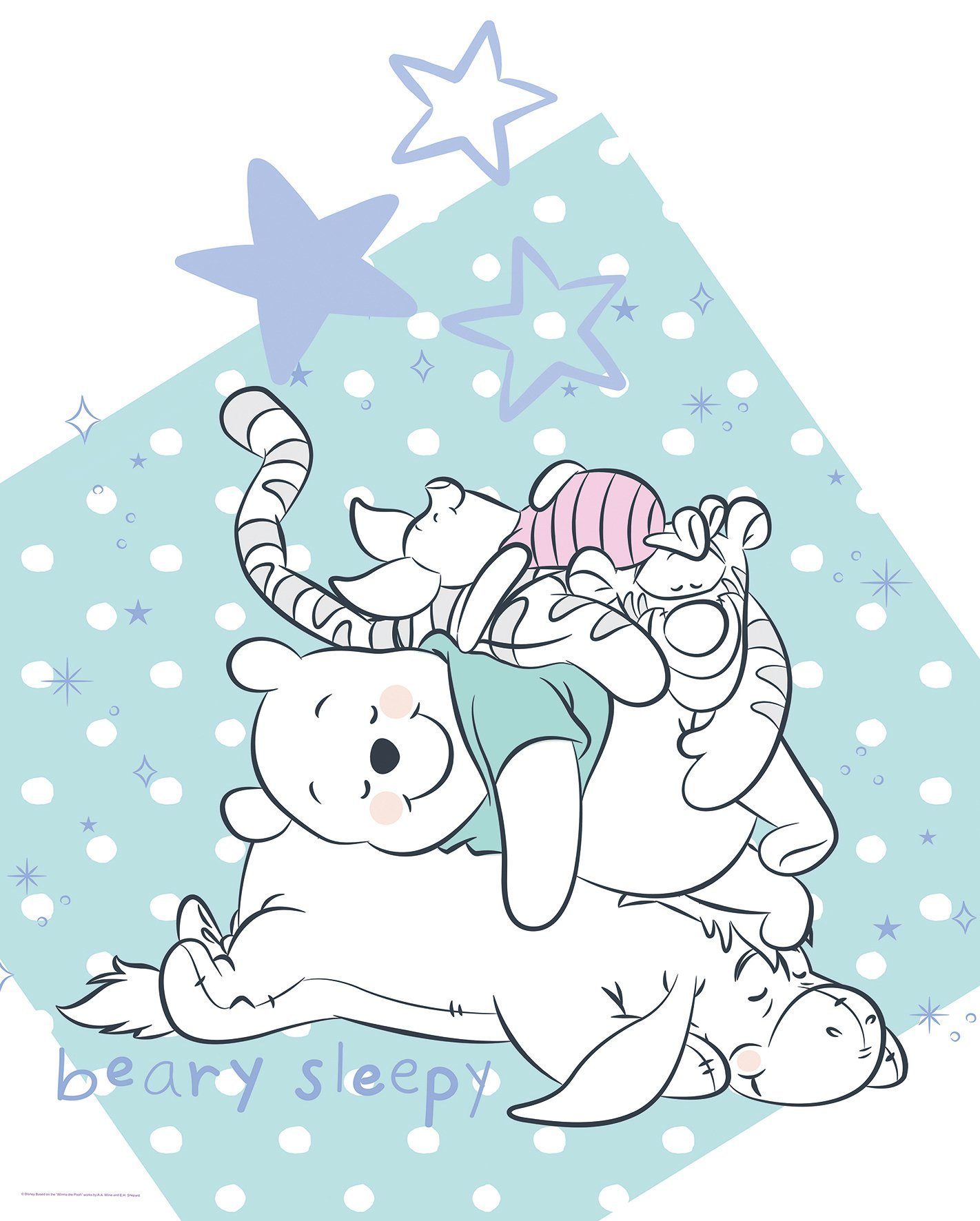 Komar Bild Winnie the Pooh Beary Sleepy, Disney (1 St), Wandbild zur Dekoration im Kinderzimmer - ohne Rahmen