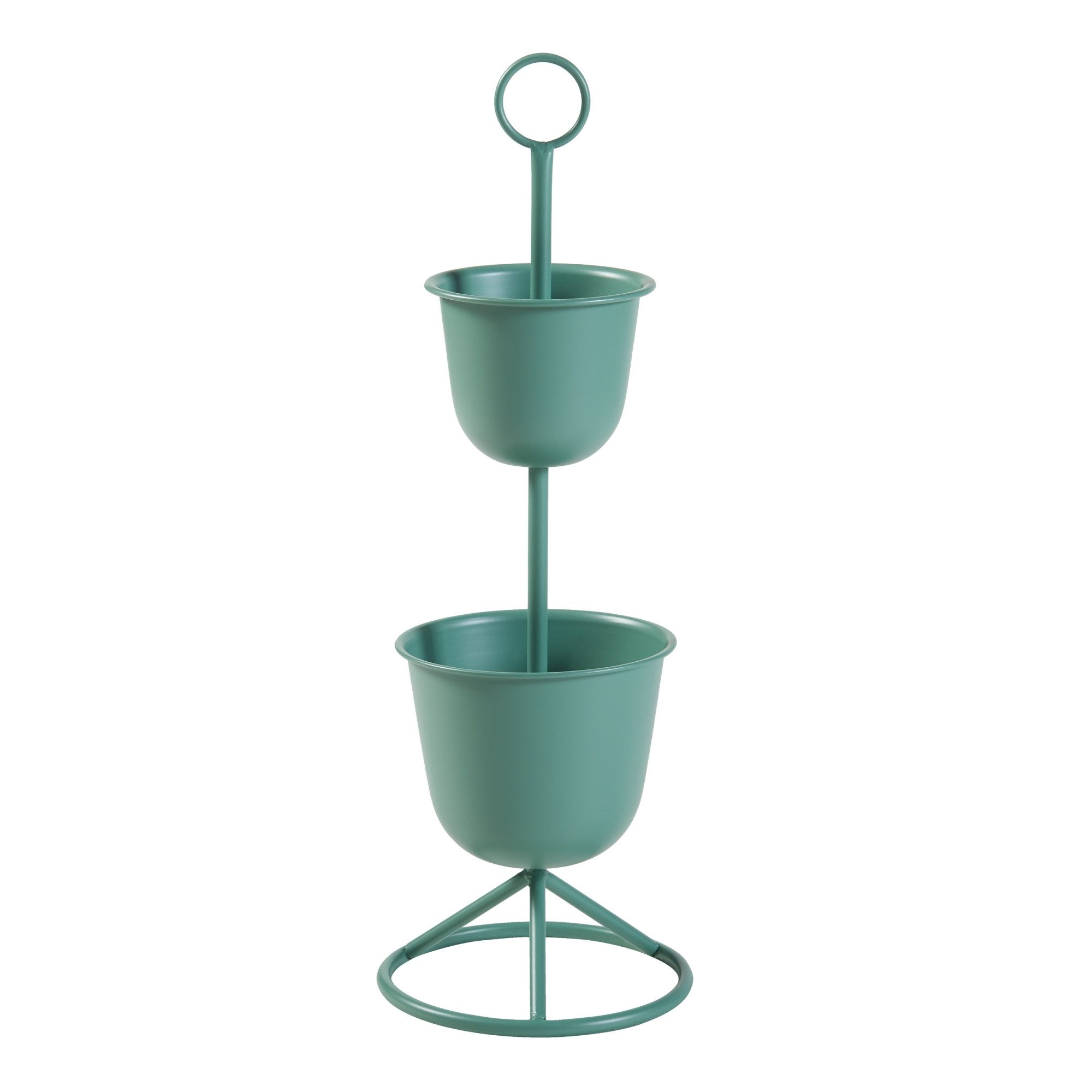 en.casa Blumenständer, »Alphen« mit 2 Töpfen 76,5xØ26cm Metall Grün
