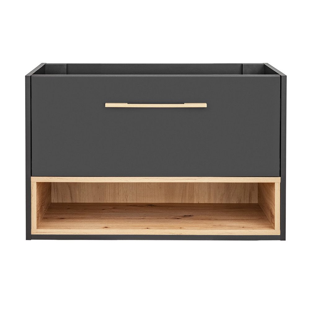 Lomadox Waschbeckenschrank BOLOGNA-56 unterschrank 80 cm in anthrazit mit Artisan Eiche Nb., : 80/57/46 cm