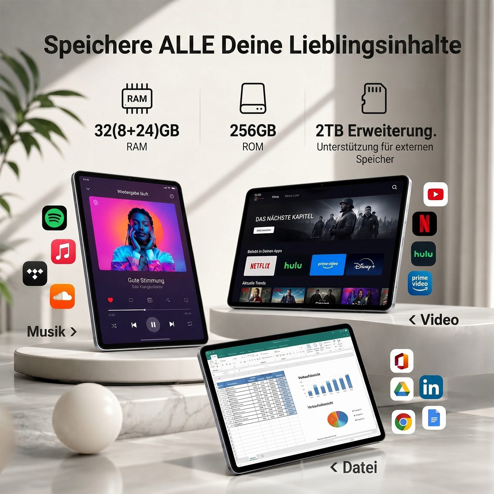KINGRID 11,5" T12P 2,8K Android 16 4GLTE 256GB Mit Tastatur/Maus/Hülle Tablet (11,5", 256 GB, Android 16, 8000mAh, Gemini-KI, 2800x1840, Octa- Core, 32(8+24)GB) grau