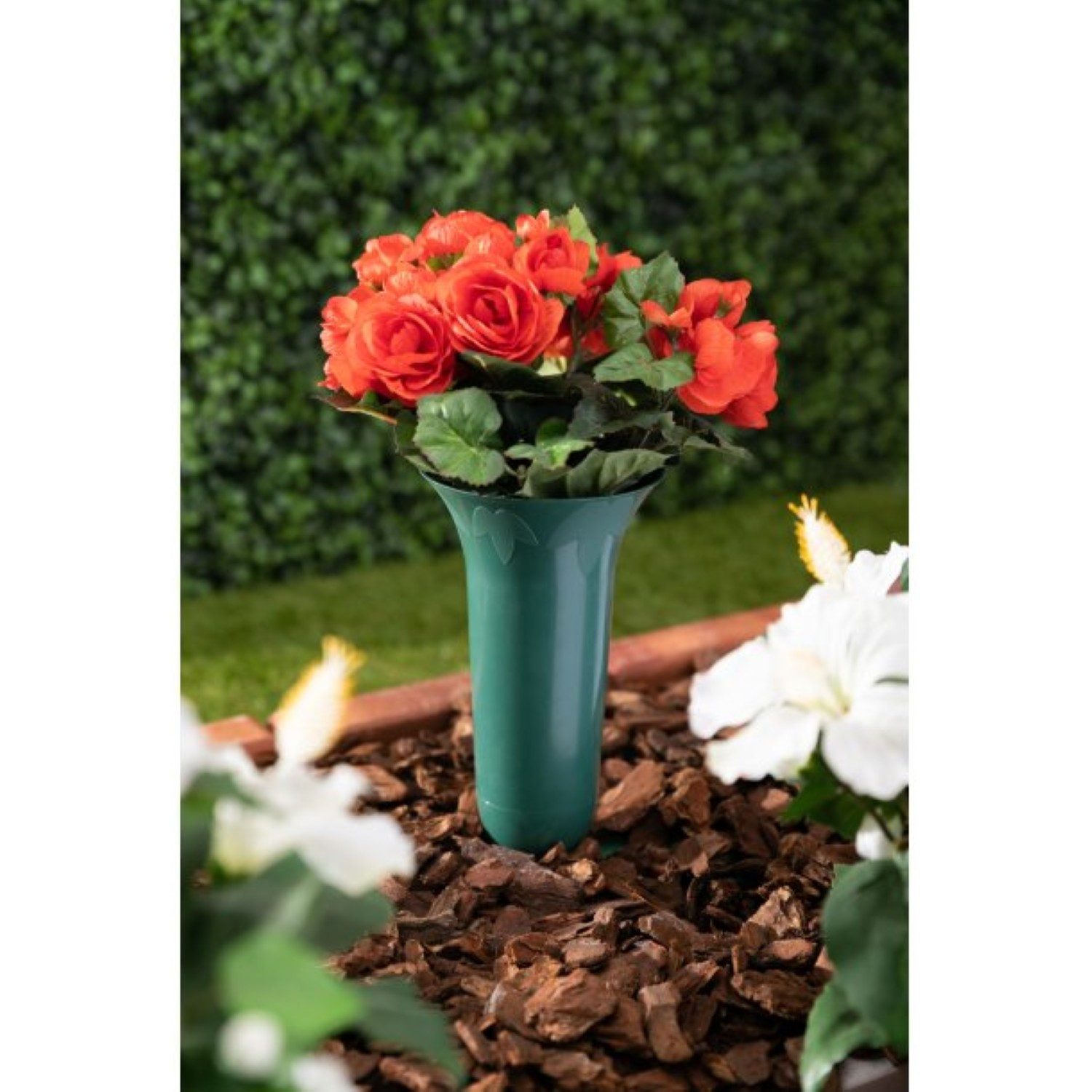 Greemotion Bodenvase (1 St), Grabvase aus Kunststoff, 1,3 L, Robuste Blumenvase für Außenbereiche