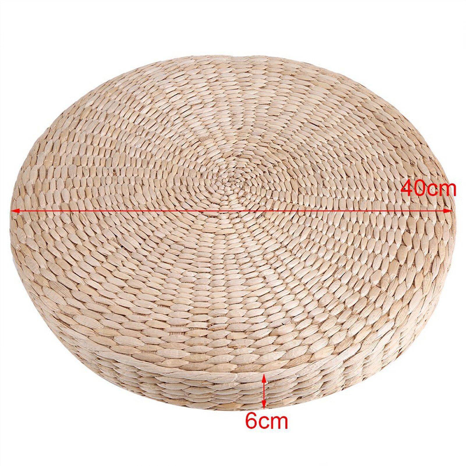 FUROKOY Bodenkissen Tatami-Sitzkissen aus Stroh, 40 cm, rund,handgewebt, Stroh-Strickmatte, Gewebte Kissen für Fenster Yoga sitzen Meditation