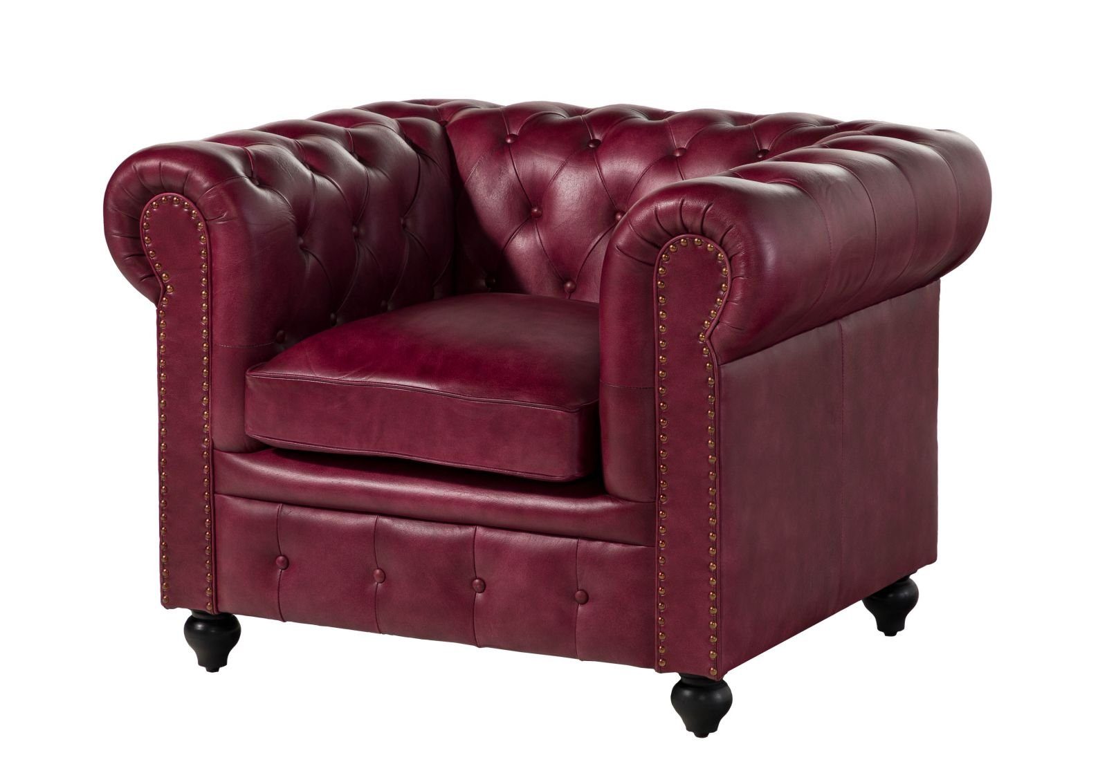 Massivmoebel24 Кресла (Sessel Echtleder 105x82x75 rot CHESTERFIELD #402)