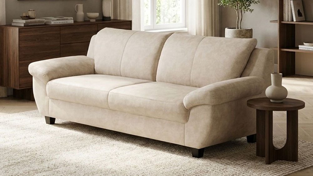 OTTO home 3-Sitzer Sillkeborg 207 cm, formschönes Sofa mit dunklen Füßen, aus haustierfreundlichem Pet Friendly Bezug