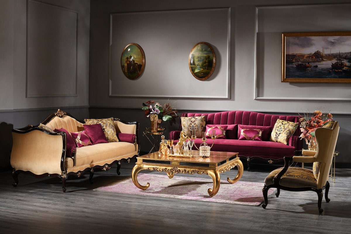 & - Edel Italy Set Padrino Luxus Sofas Qualität - - 1 Barock 2 & - Barock in - Casa Couchtisch Couchtisch 2 Sessel Prunkvoll Made Möbel & Luxus