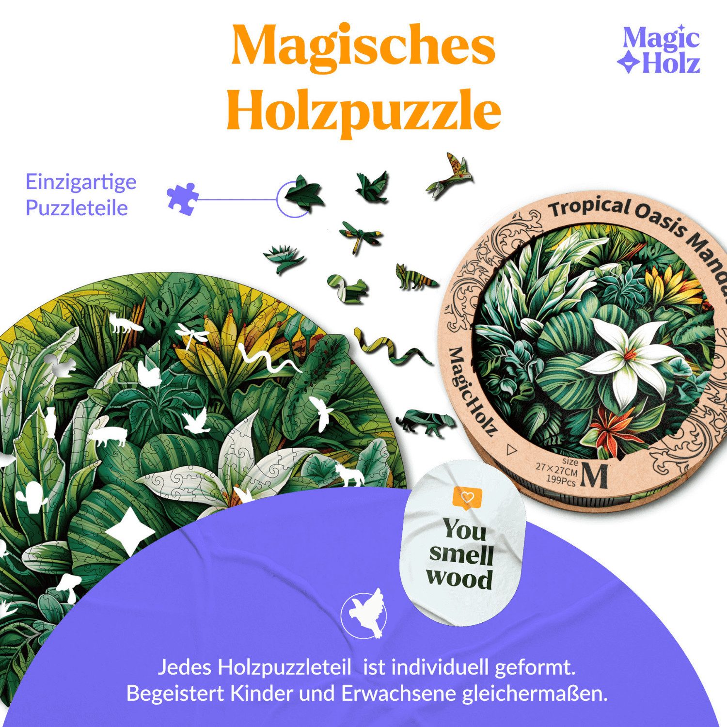 MagicHolz Puzzle MagicHolz Tropische Oase Mandala Holzpuzzle, 199 Puzzletei günstig online kaufen