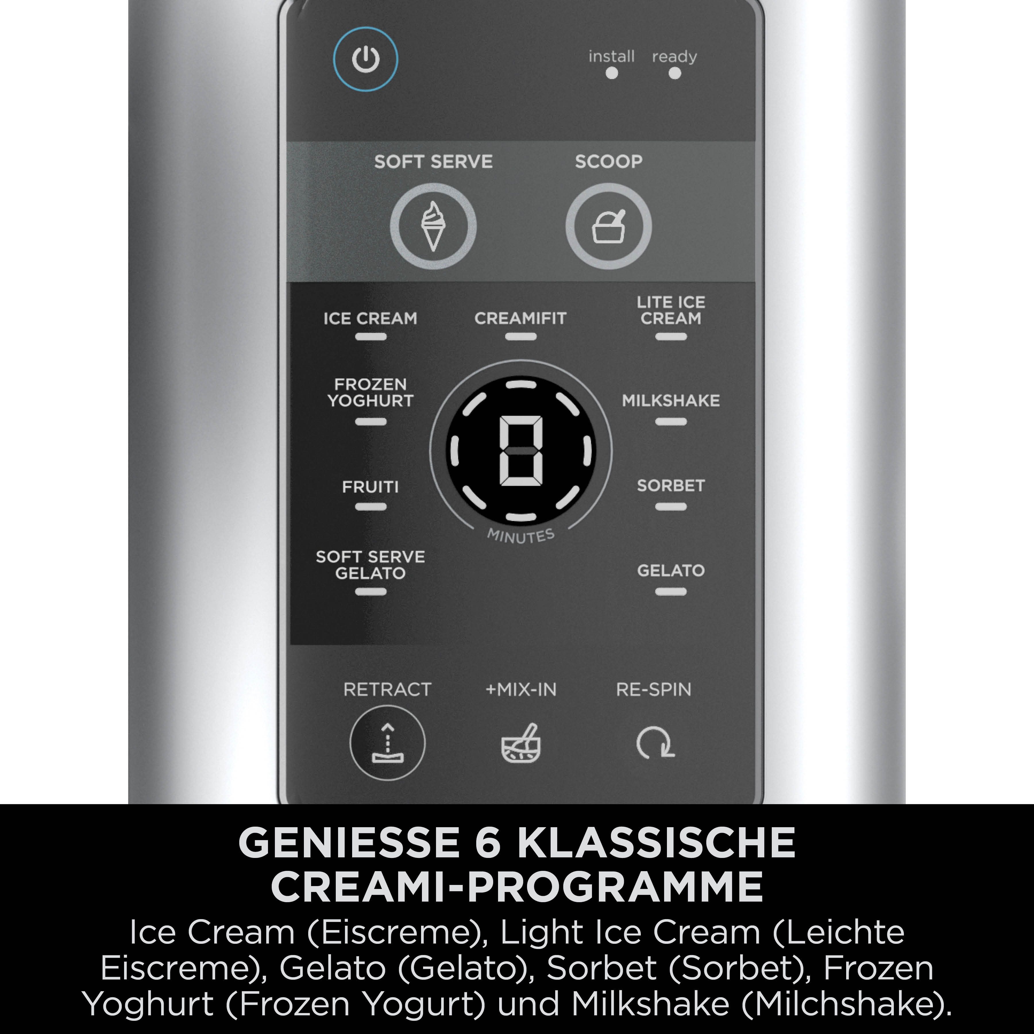 NINJA Eismaschine Ninja CREAMi Scoop & Swirl 13-in-1 Softeis- und Eismaschine NC701EU, 0,48 l, Softeis & Eismaschine NC701EU – Bild 3 von 5