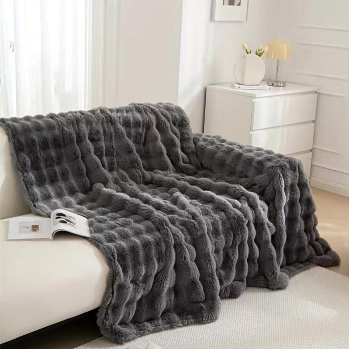 Wohndecke Star Home Wohndecke Felldecke Webpelz Cosy anthrazit 150x200, Sta günstig online kaufen