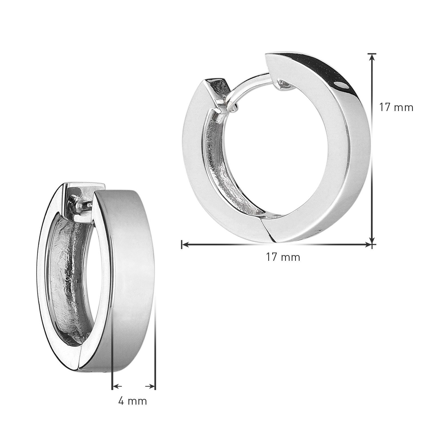 trendor Paar Creolen 41577, für Damen und Herren 925 Silber Ø 17 mm