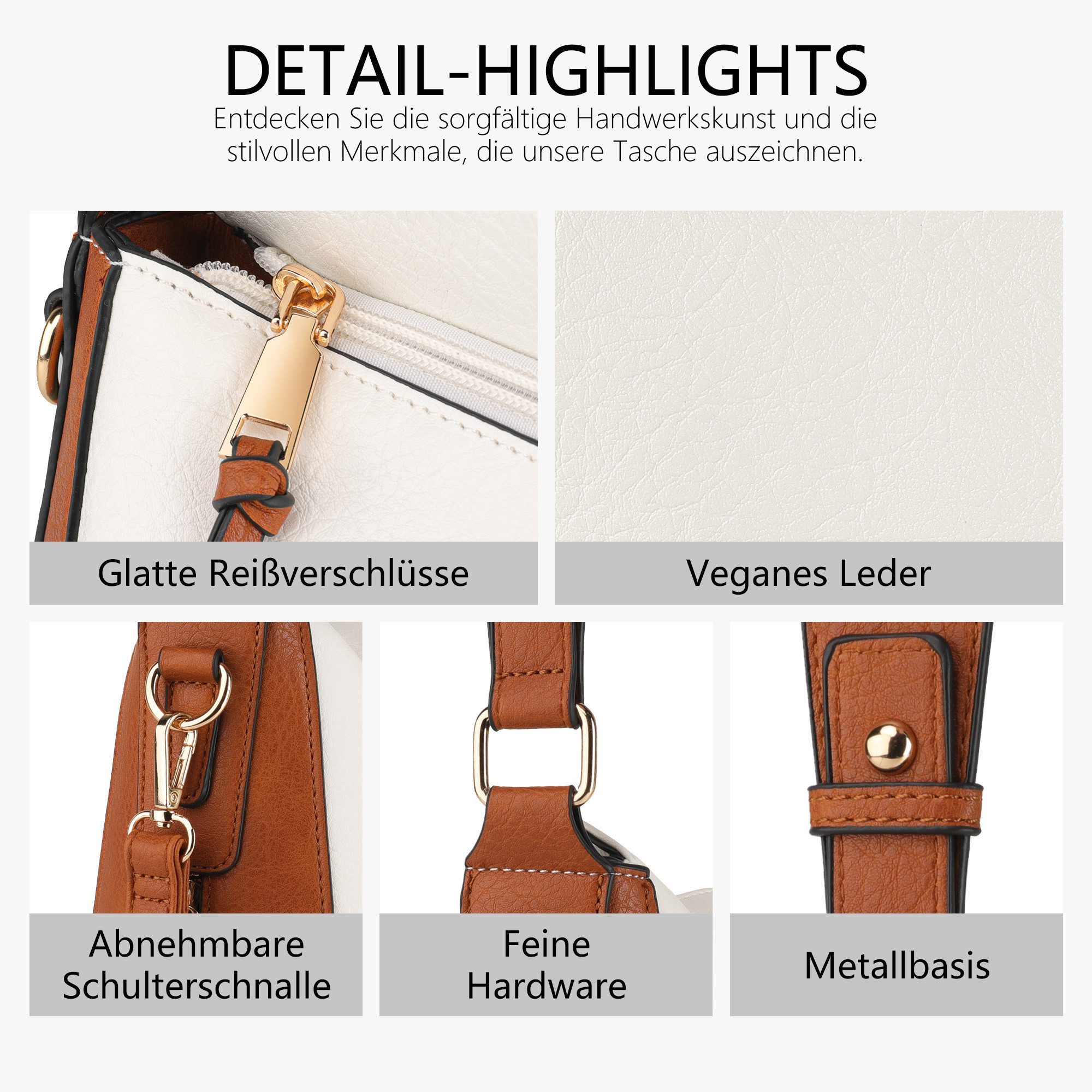 TAN.TOMI Umhängetasche Handtaschen Damen Mittelgroß Schultertasche Hobo Taschen, Crossbody Purse and Handbags Ladies Chic Shoulder Bags – Bild 4 von 5