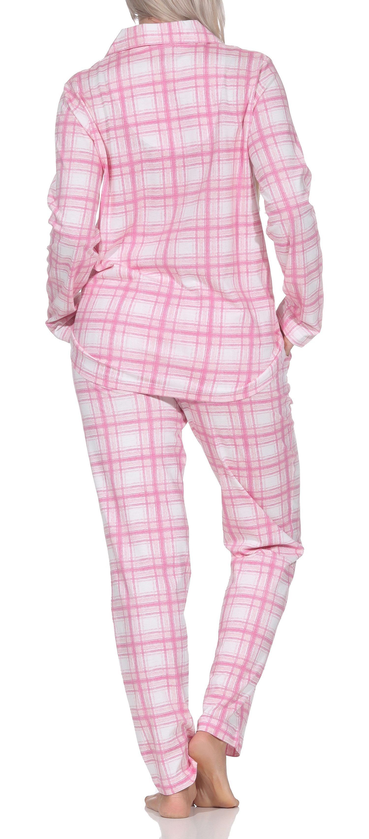 Normann Pyjama Normann Damen Jersey Pyjama langarm in Karo Optik - auch in Übergröße – Bild 4 von 5
