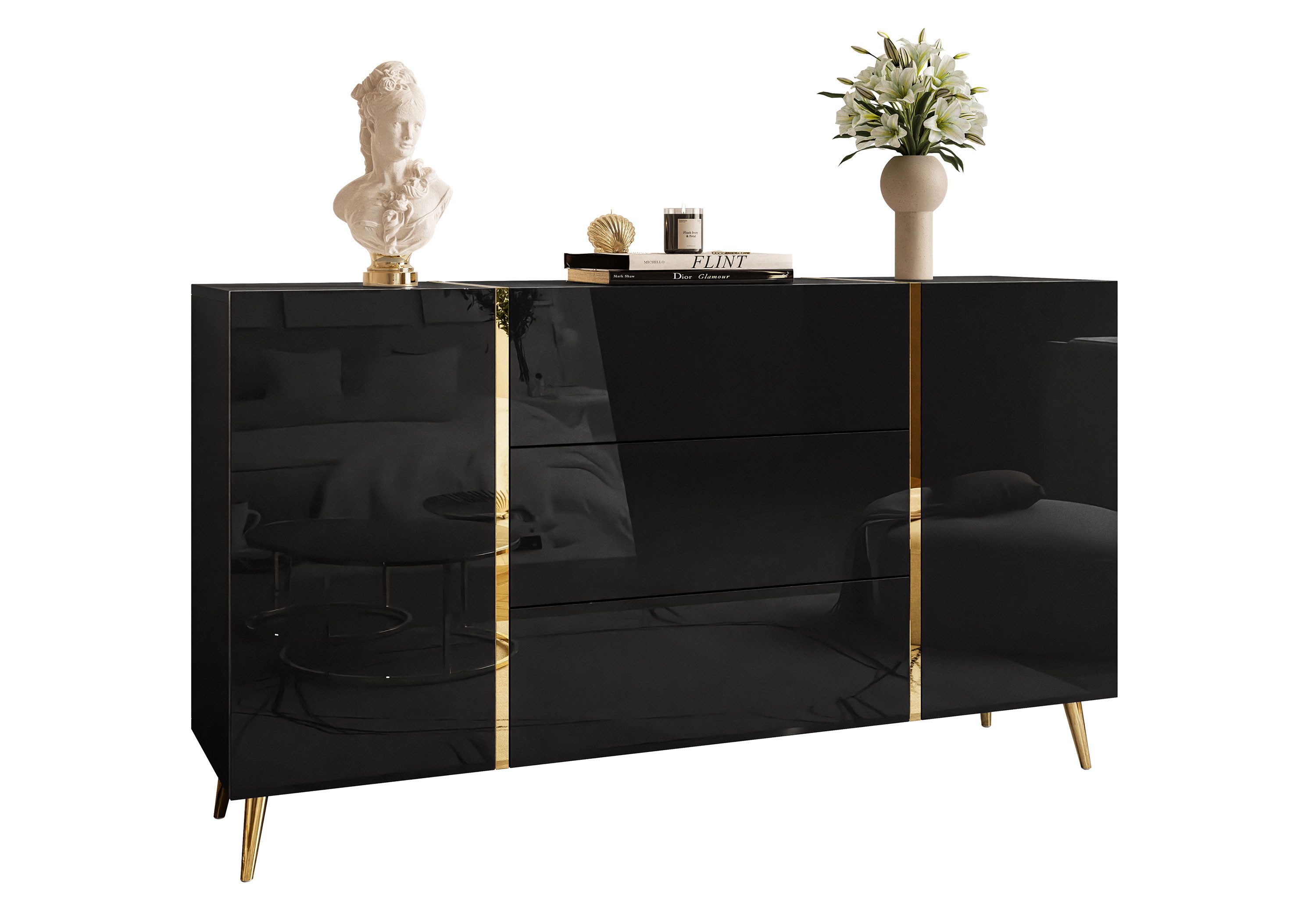 Schwarz / Schwarz Hochglanz Push-Open