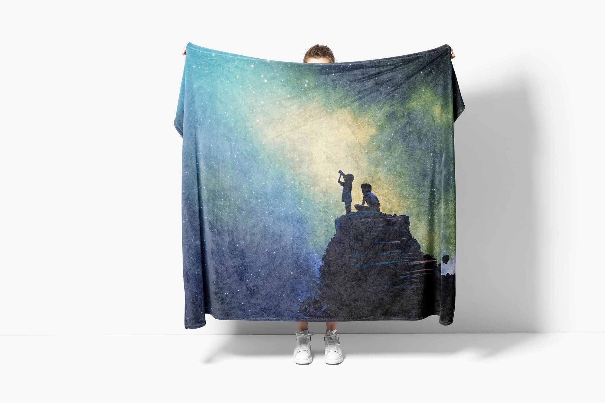Baumwolle-Polyester-Mix Kuscheldecke Sinus Handtücher Handtuch (1-St), Saunatuch Art Sternenhimmel mit Handtuch Strandhandtuch Somm, Fotomotiv