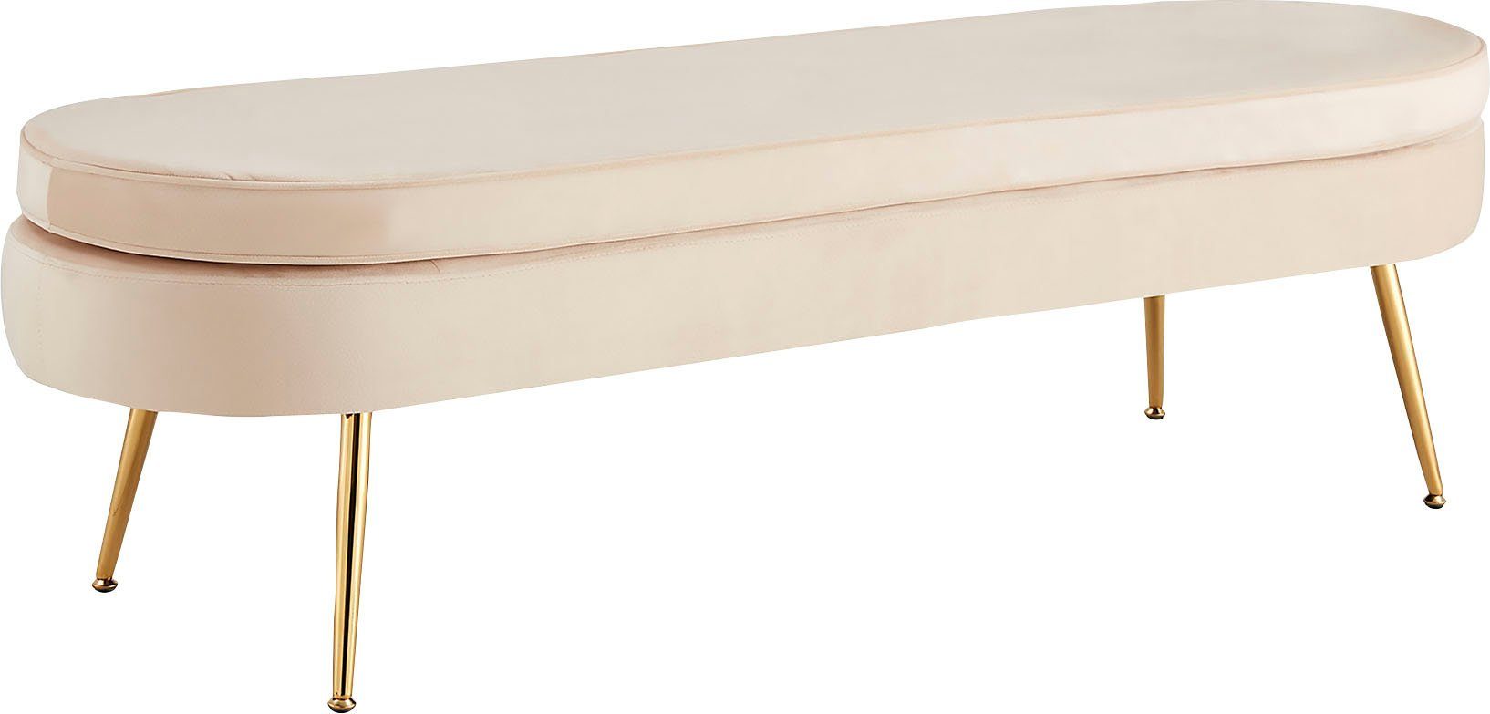 SalesFever Polsterbank Clam, Breite 142 cm, goldfarbene Metallbeine Beige