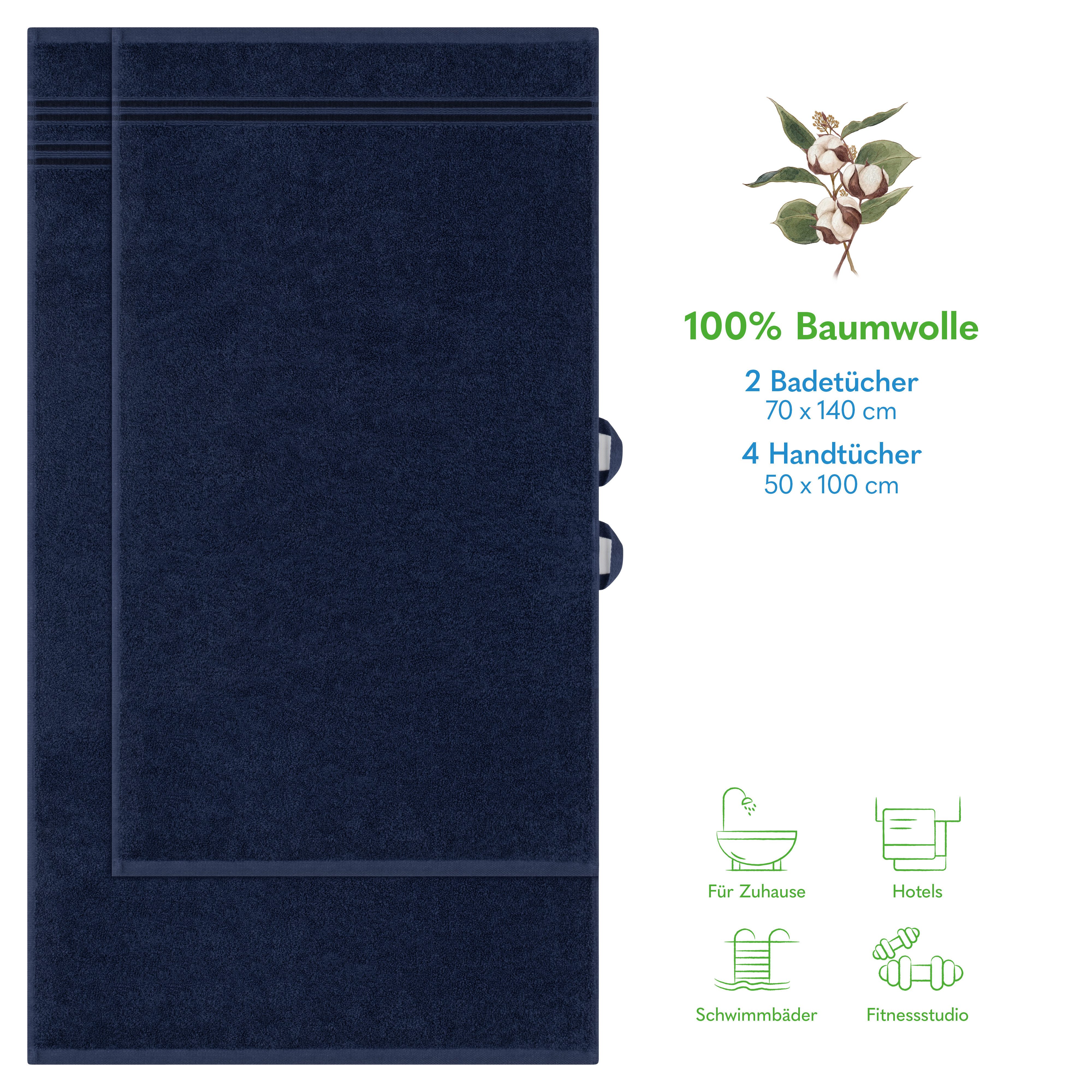 HAMMETEX Handtuch Set 6-teiliges Handtuch Set, 100% Baumwolle, Weich & Saug günstig online kaufen