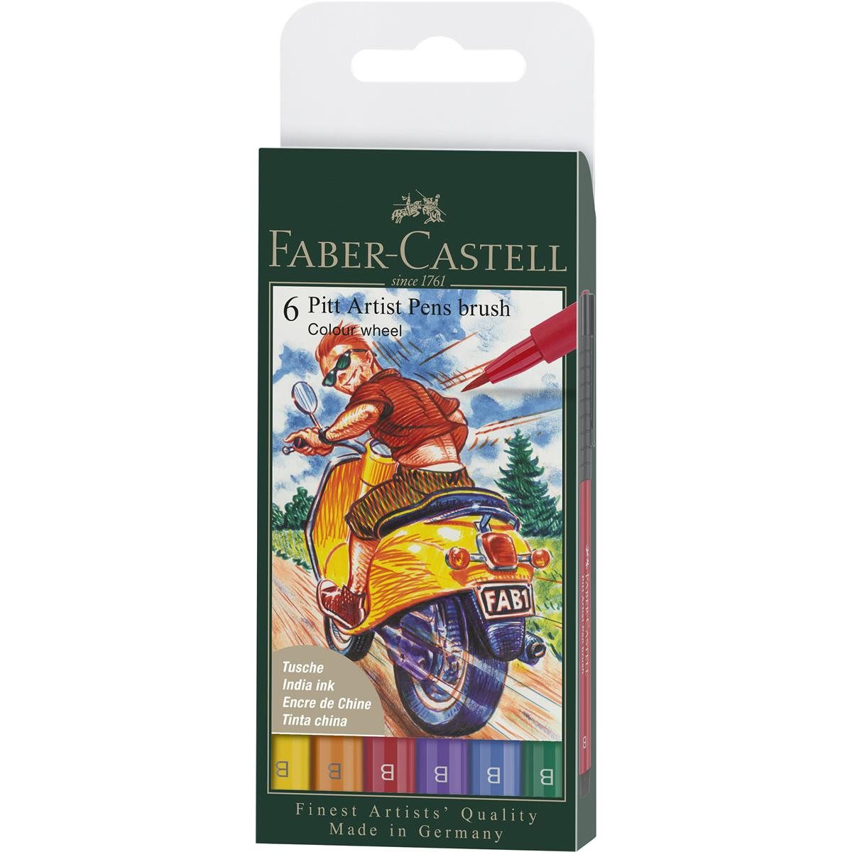 Faber-Castell Künstlerstift Faber-Castell Pitt Artist Pen Brush Tuschestift - colour - 6er Etui