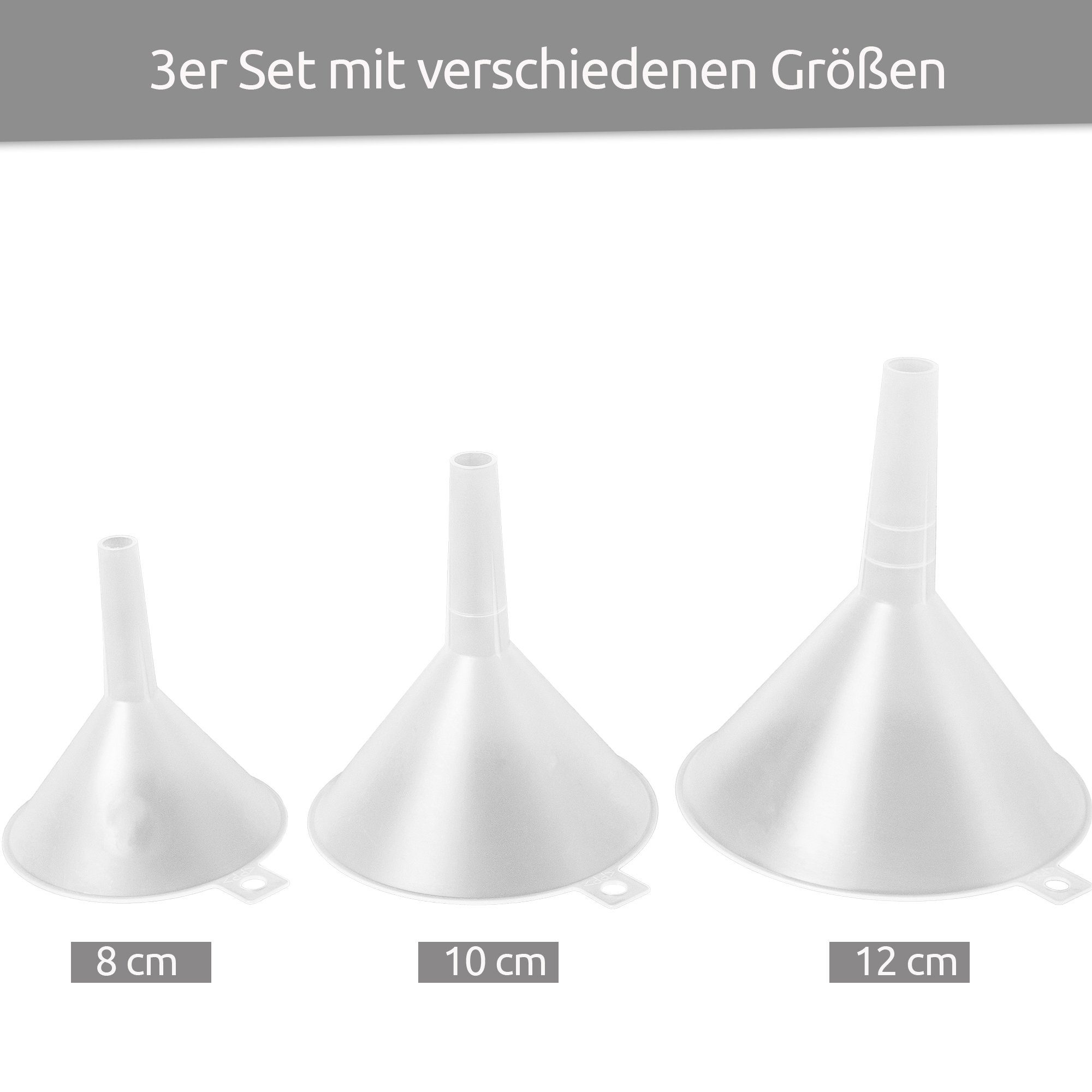 cm), Kaiser + (8/10/12 aus BPA-freien Set), Trichter (3-tlg., Trichter lebensmittelechten, Wüllner Küchentrichter Set Material