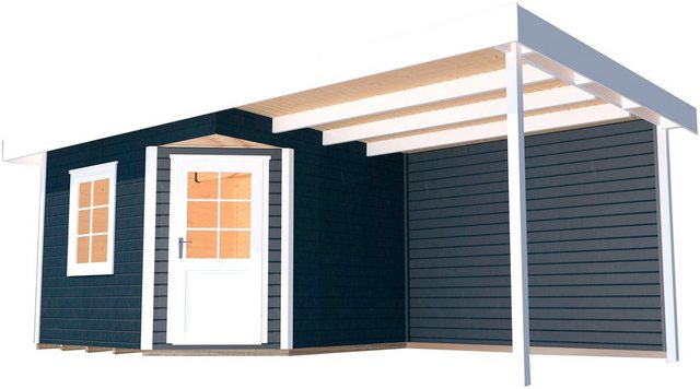 Weka Holz-Gartenhaus San Remo A Anthrazit-Weiß 541 cm x 238 cm