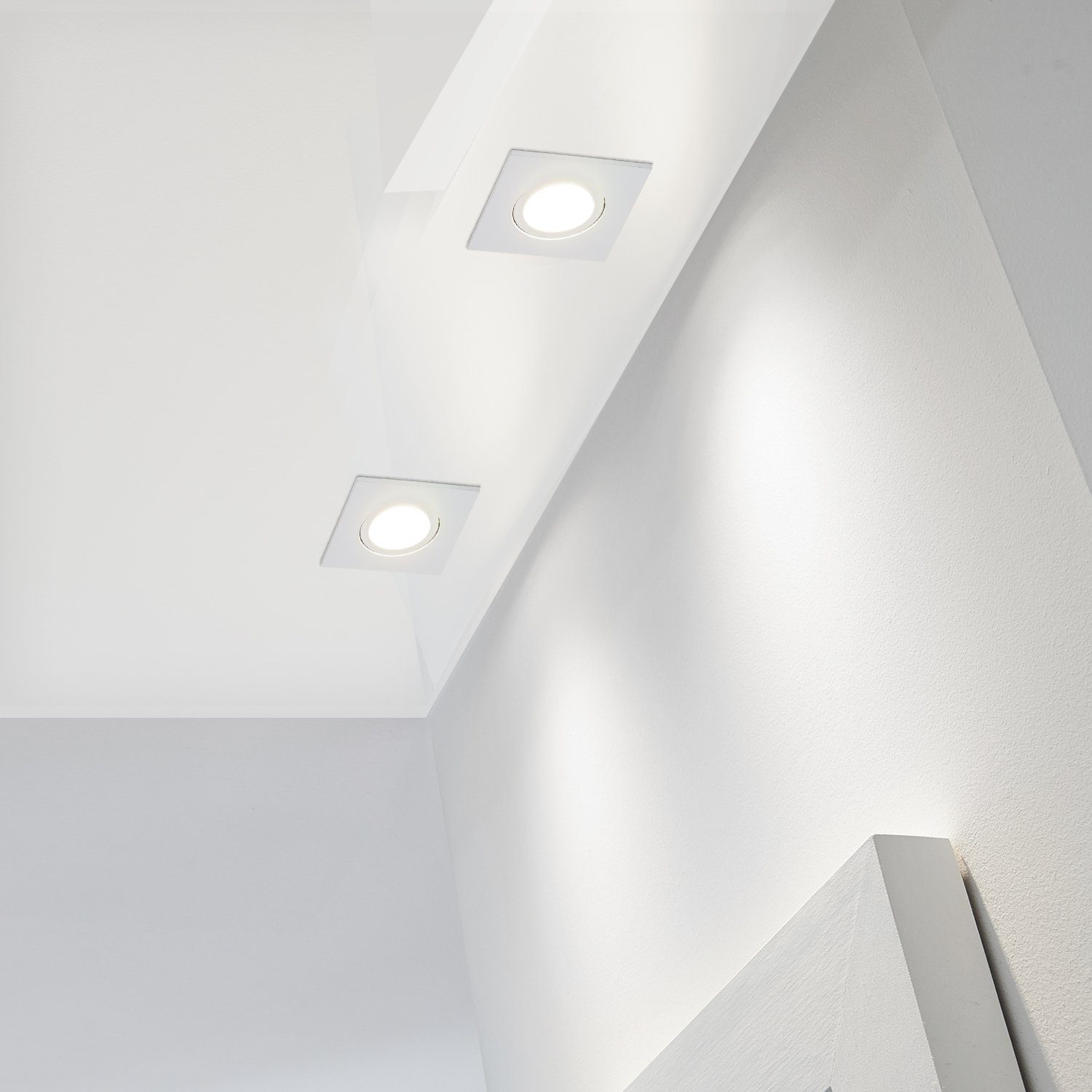 LEDANDO LED Einbaustrahler 10er RGB LED 3W extra mit LED vo weiß in flach Set matt Einbaustrahler