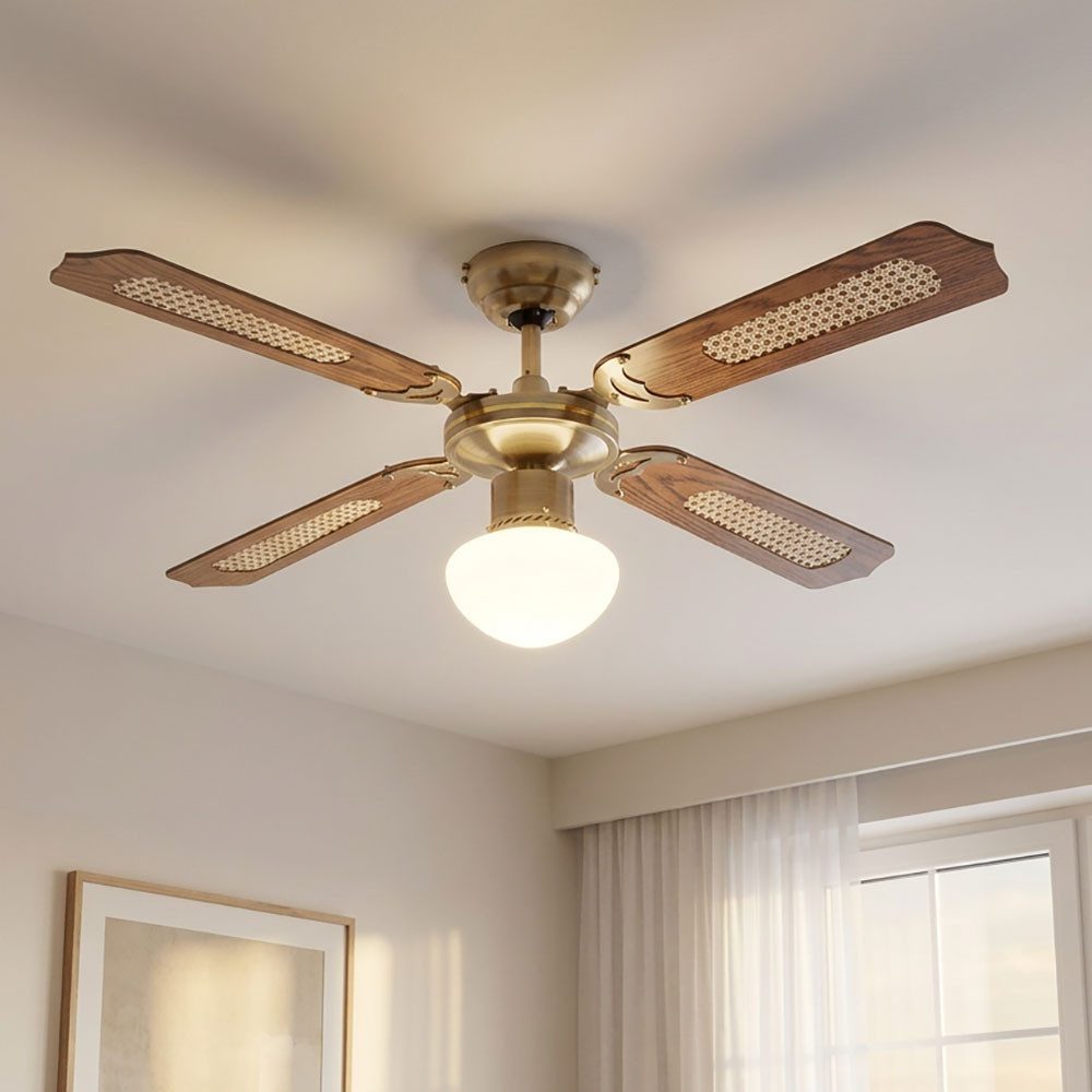 etc-shop Deckenventilator, LED Deckenventilator mit Zugschalter Deckenlampe Sommer Wintermodus