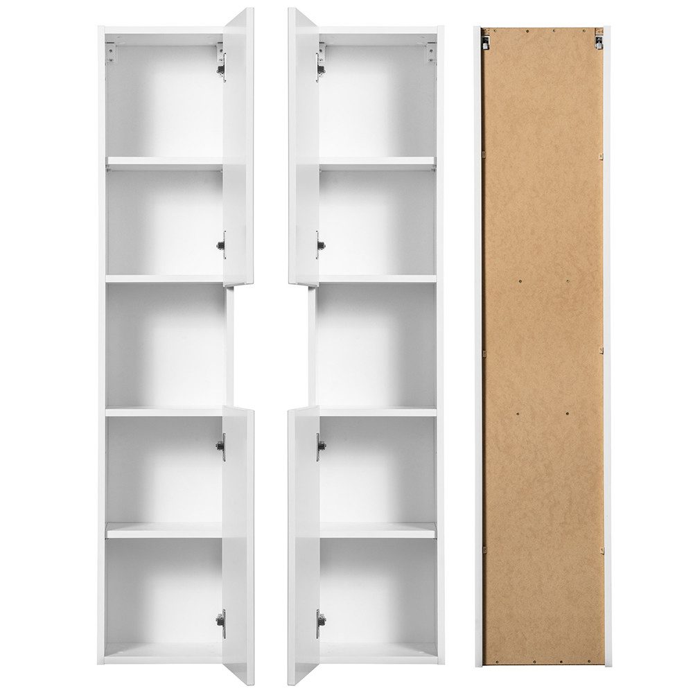 Lomadox Hochschrank NEWPORT-56-WHITE Badschrank, weiß mit gerillter Front, grifflos, ca. 30/140/30cm – Bild 5 von 5