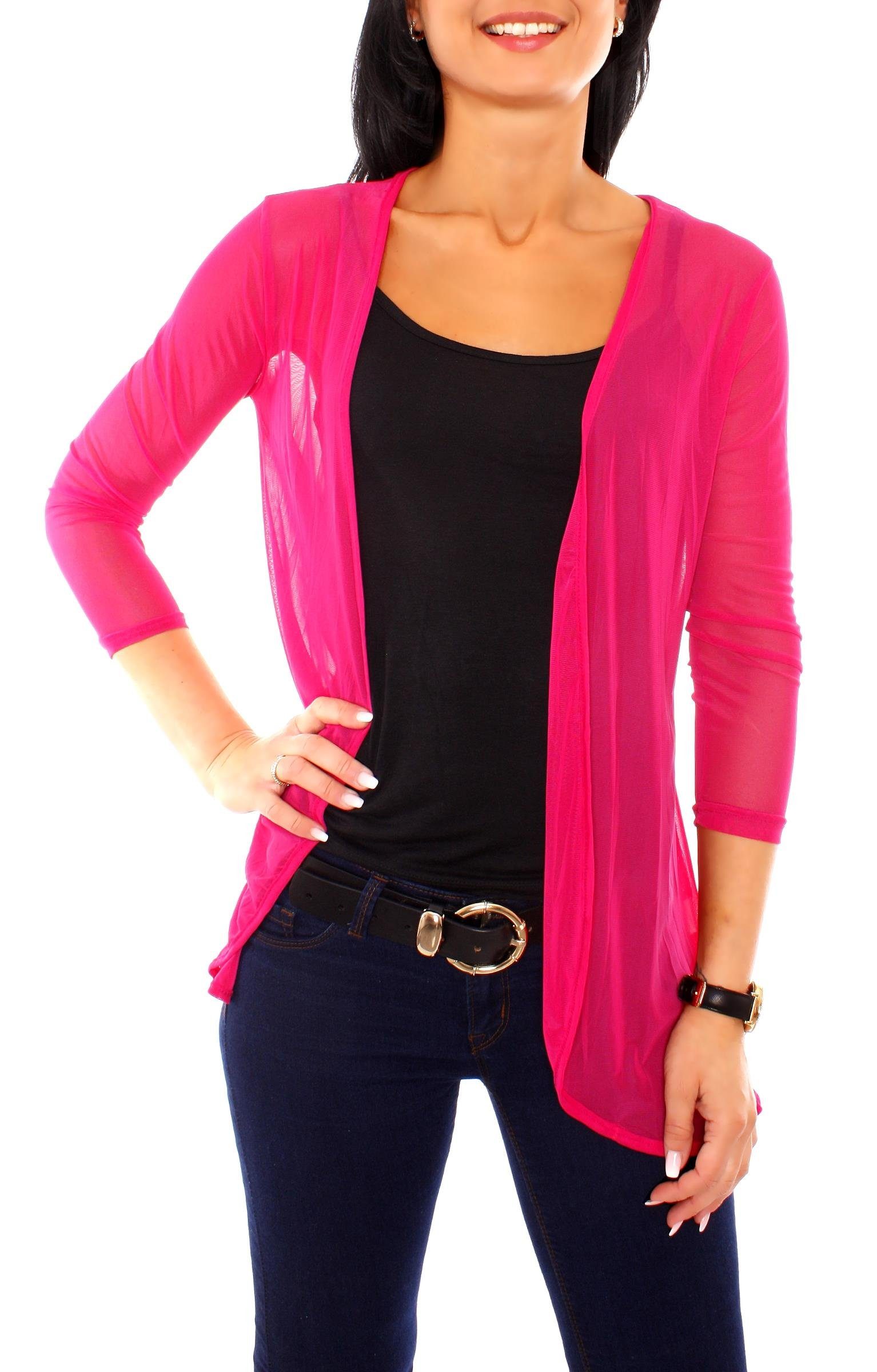 Muse Cardigan Mesh Cardigan Jäckchen transparent 7058 pink