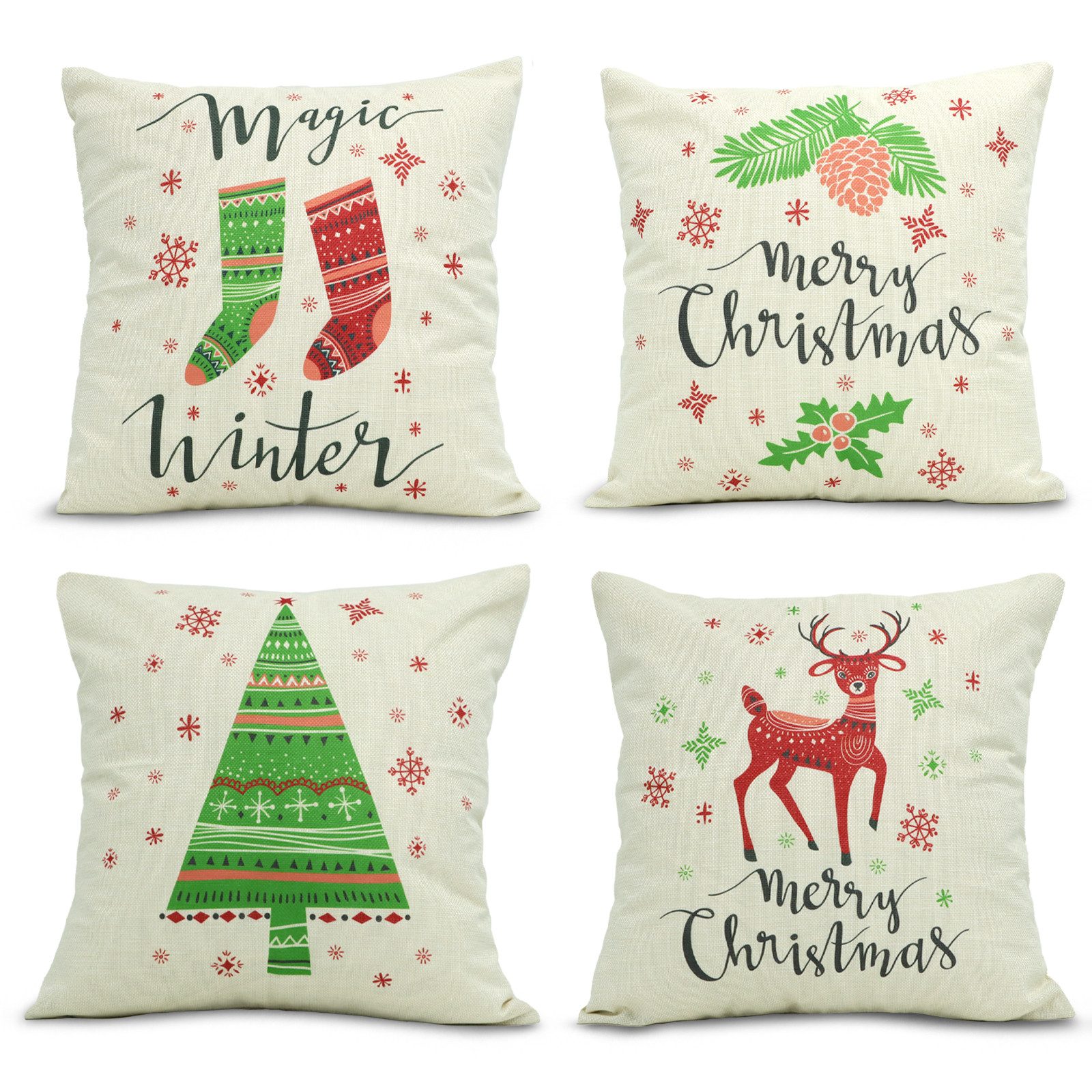 CALIYO Kissenbezug 4 Stück Kissenbezug Weihnachten günstig online kaufen