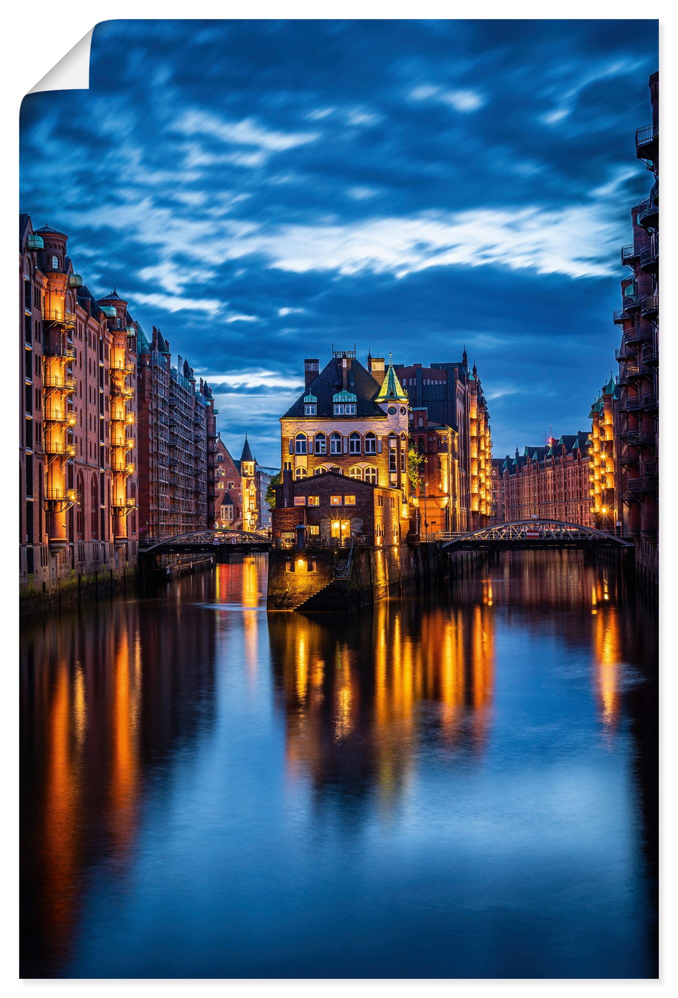 Artland Wandbild Wasserschloss Speicherstadt in Hamburg, Hamburg (1 St), als Alubild, Leinwandbild, Poster, Wandaufkleber in verschied. Größen