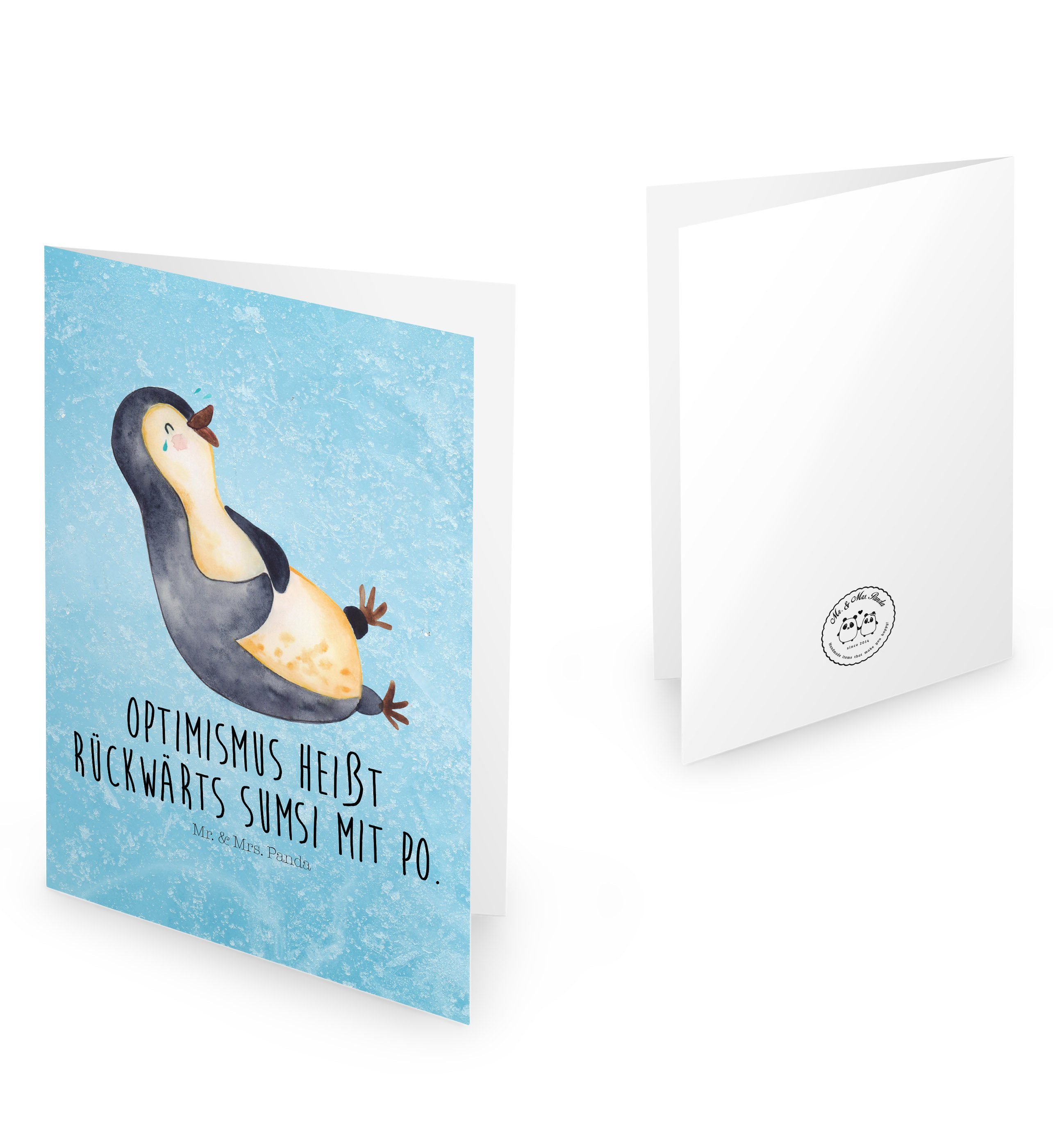 Geschenk, & Eisblau Hum - - Pinguin Grußkarte Mrs. Hochzeitskarte, Panda Klappkarte, lachend Mr.