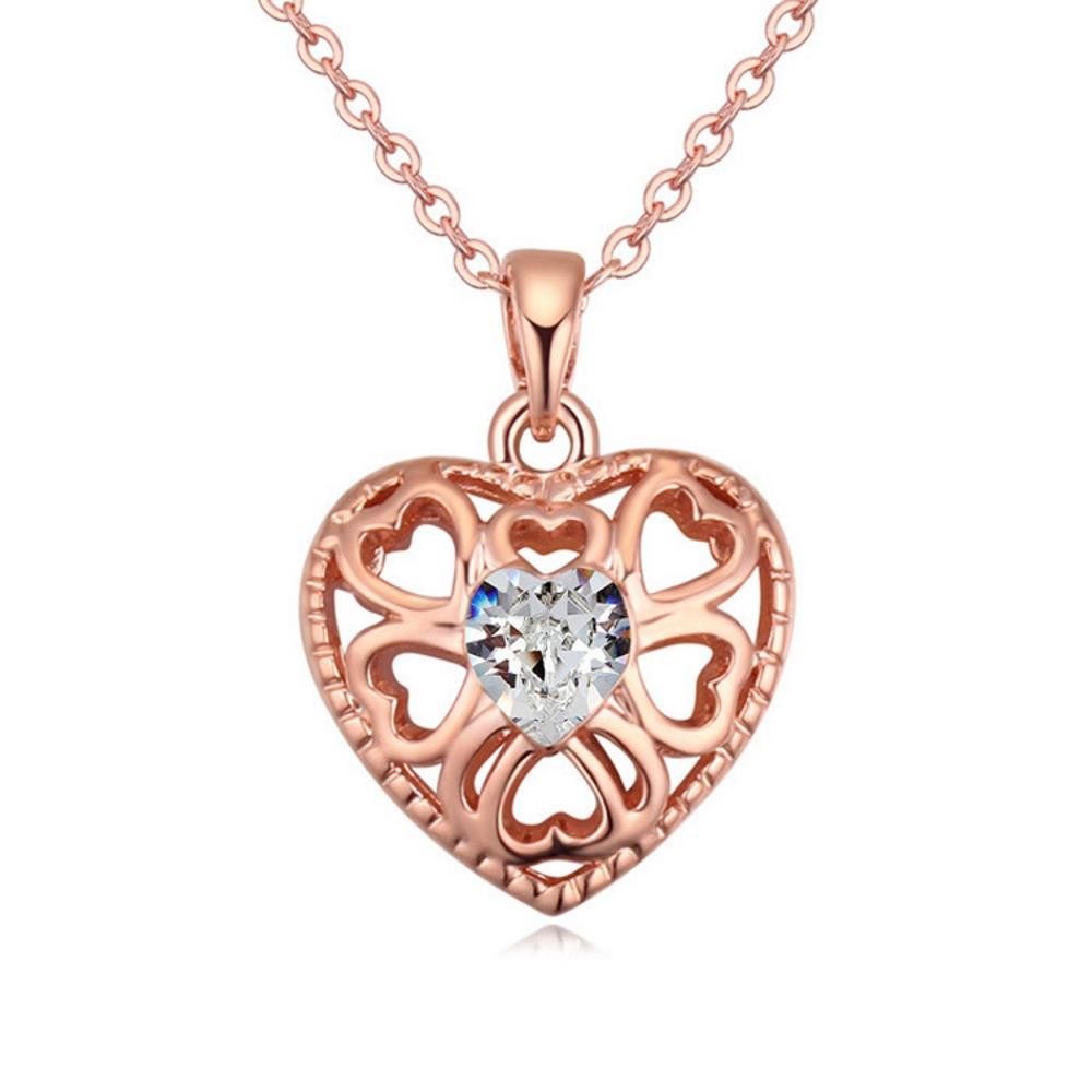 Ketten-Set Kette offenes Herz Rosegold aus Messing Damen